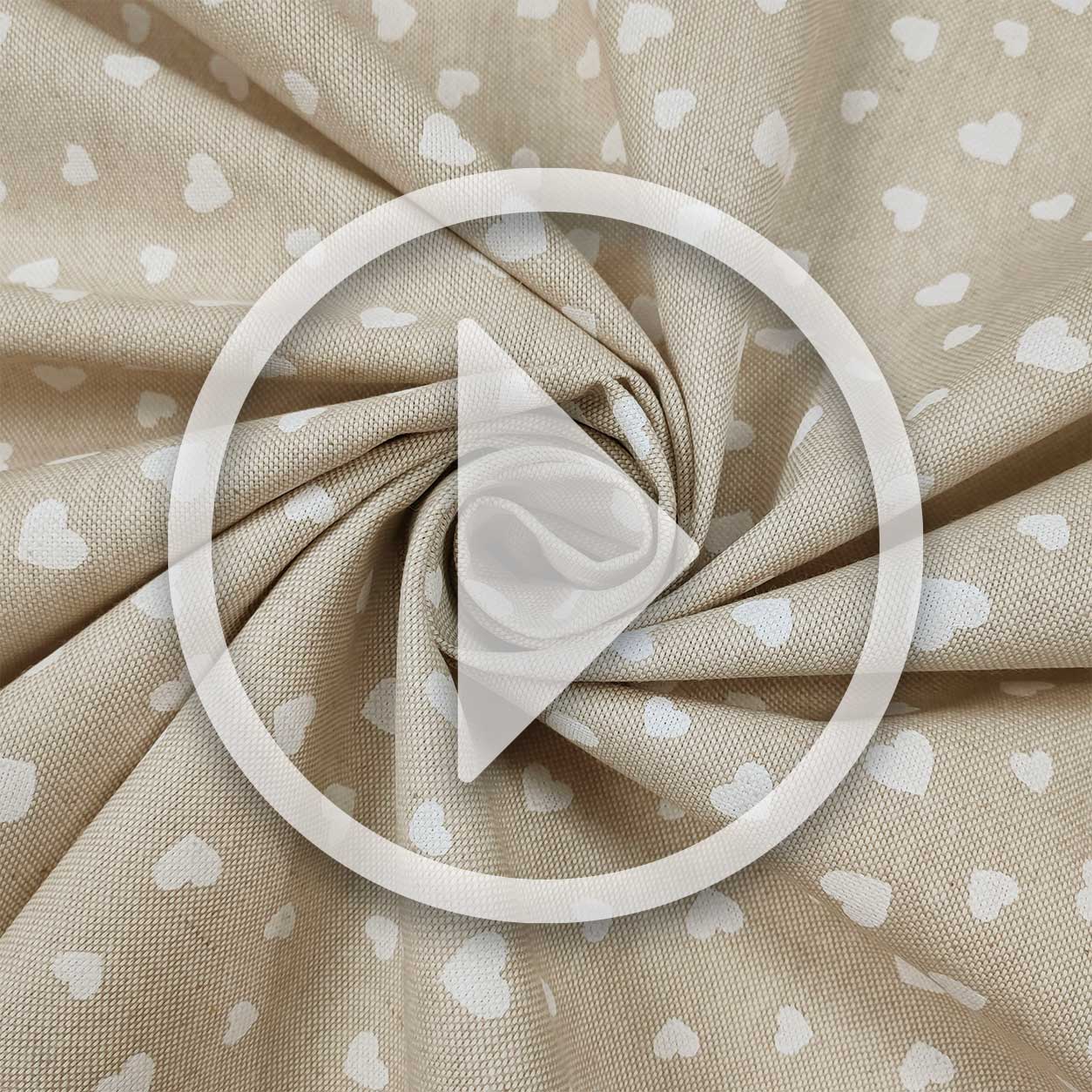 Panama Fabric White Hearts Image