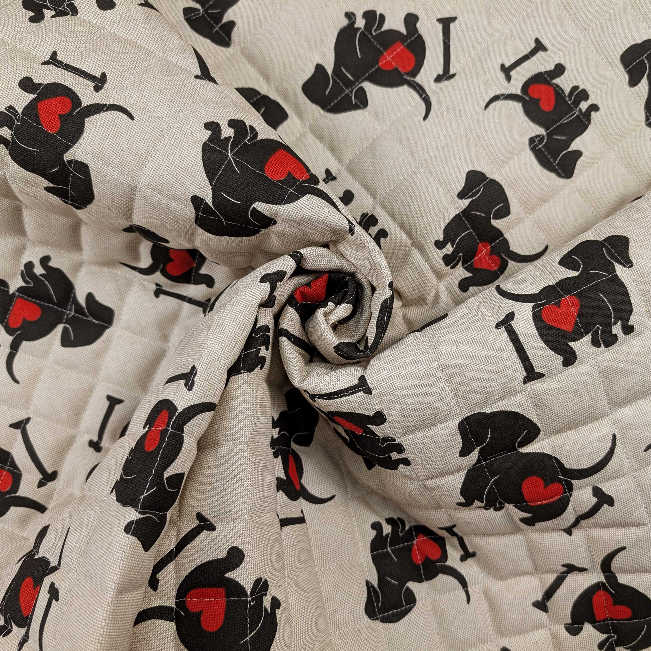 I Love Dachshunds patterned quilted fabric Image