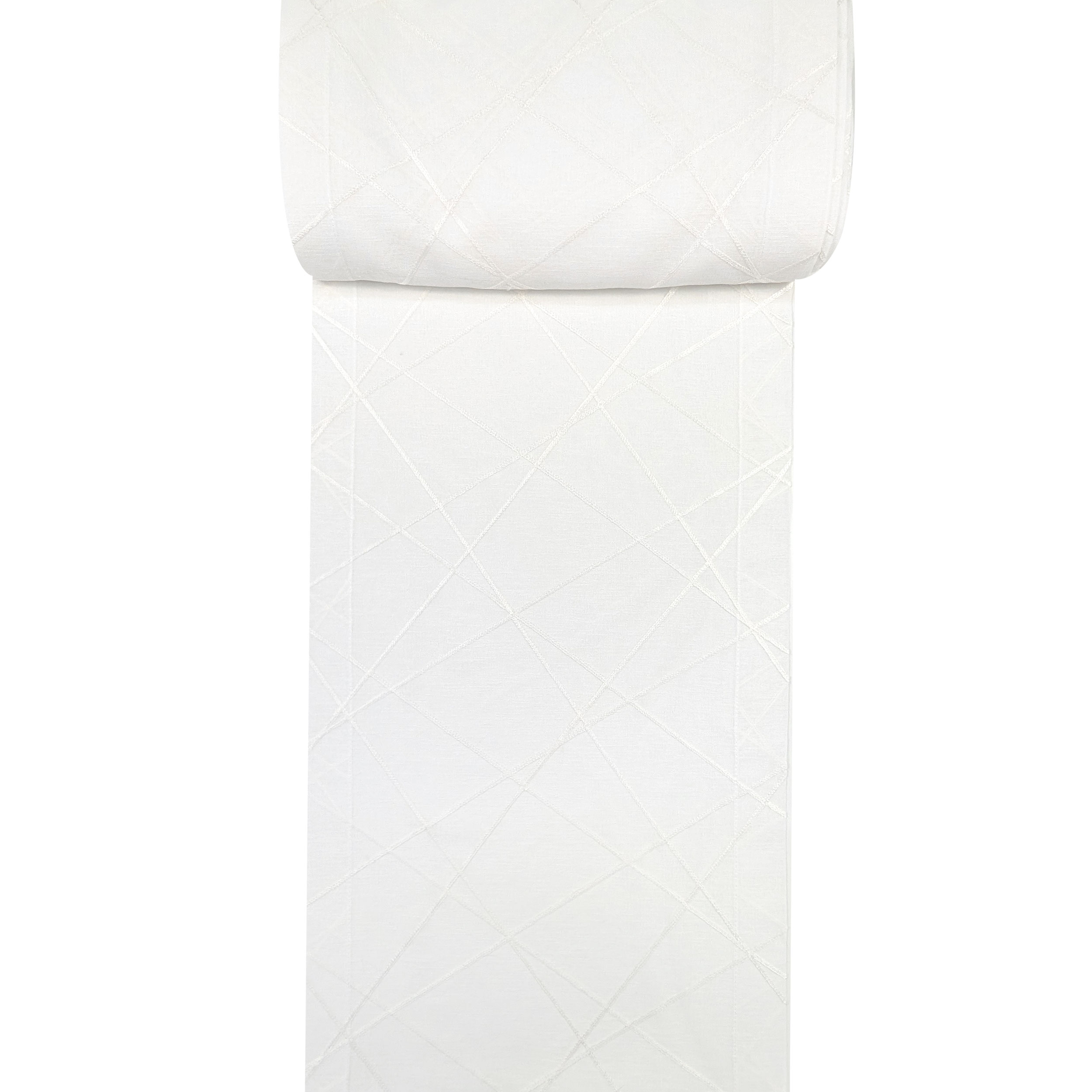 Embroidered White Line Curtain Fabric Image