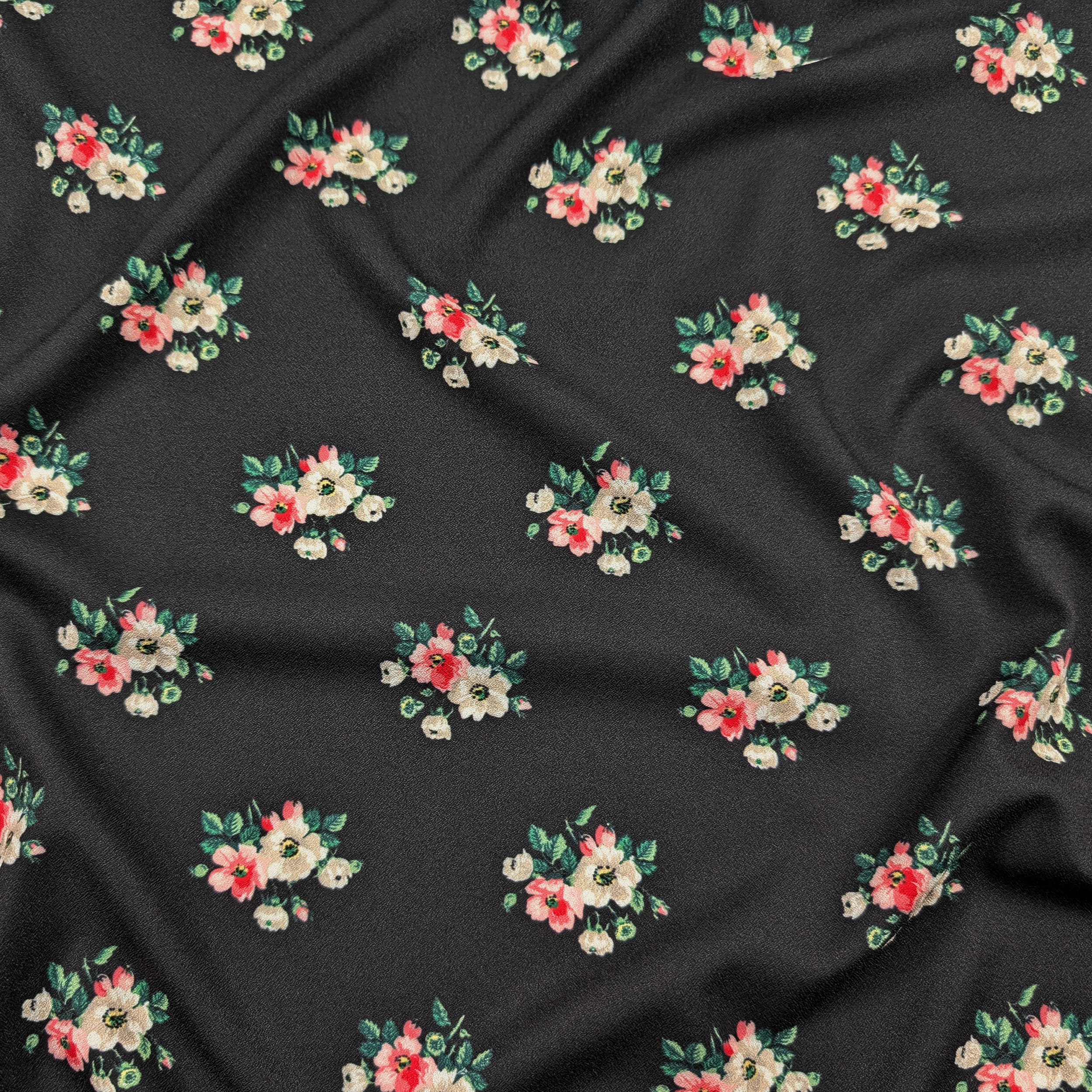 Elasticised Crêpe Fashion Flowers Background Black Image