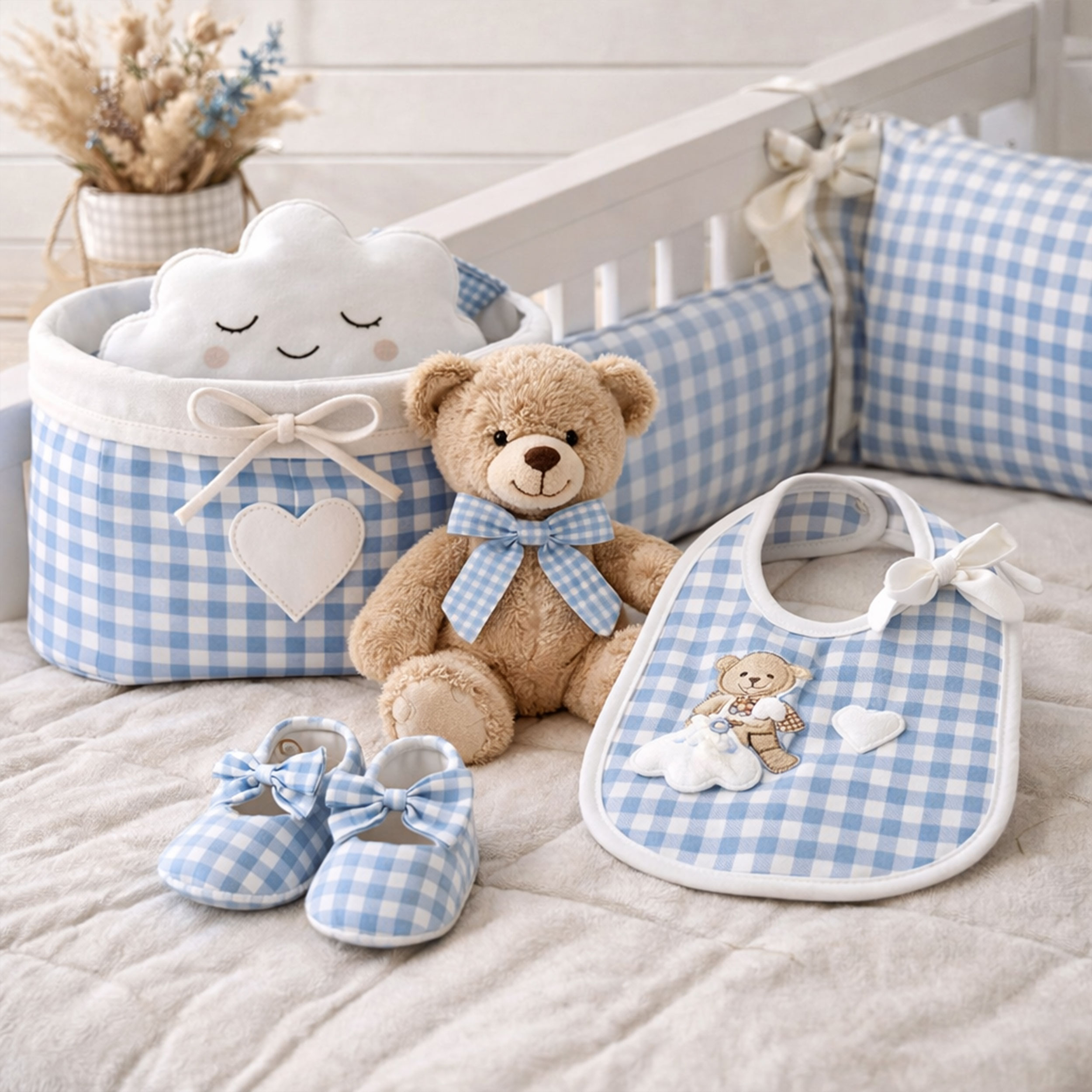 Washed Cotton Yarn Dyed Blue Checks Image