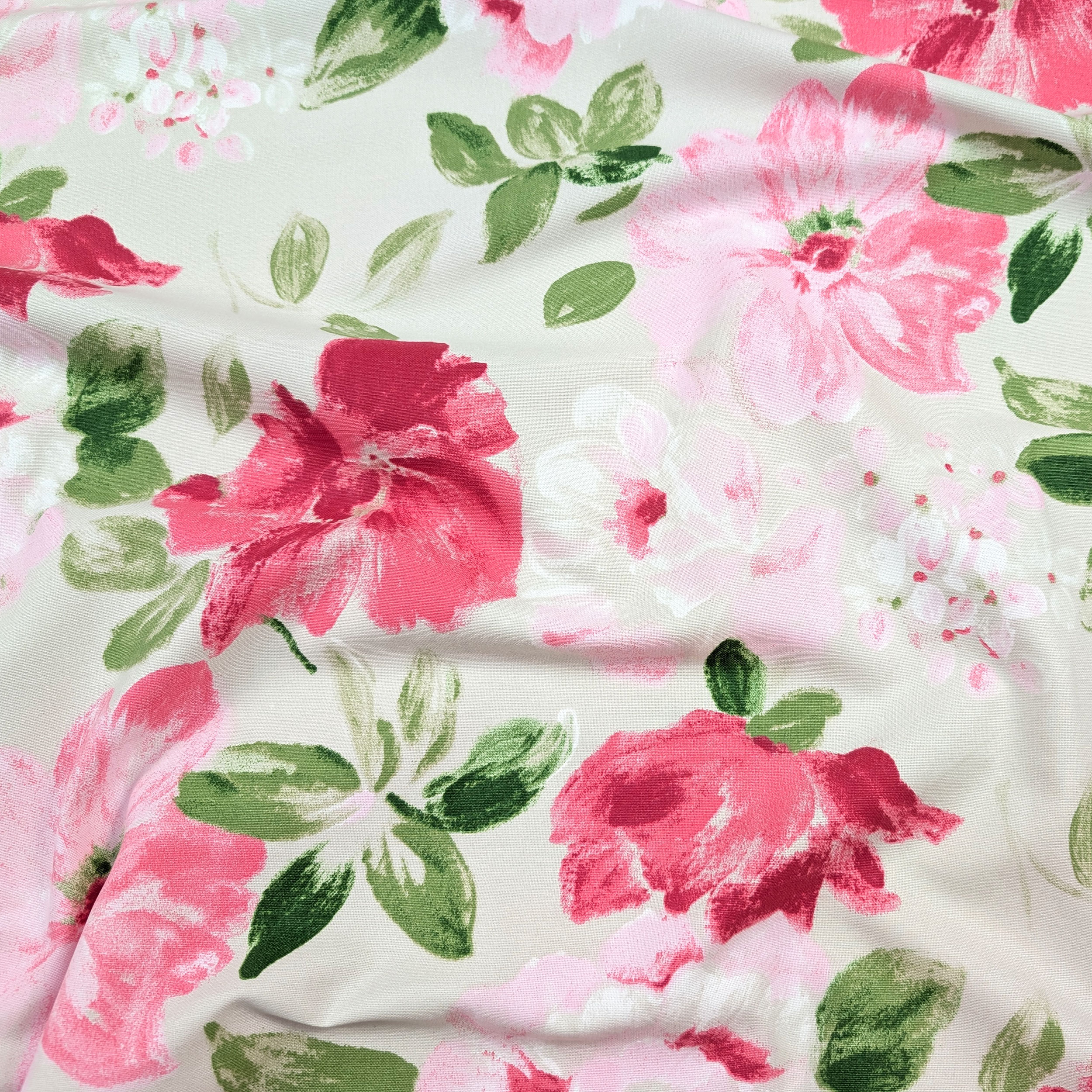 Panama Cotton Flowers Pink Tones Image