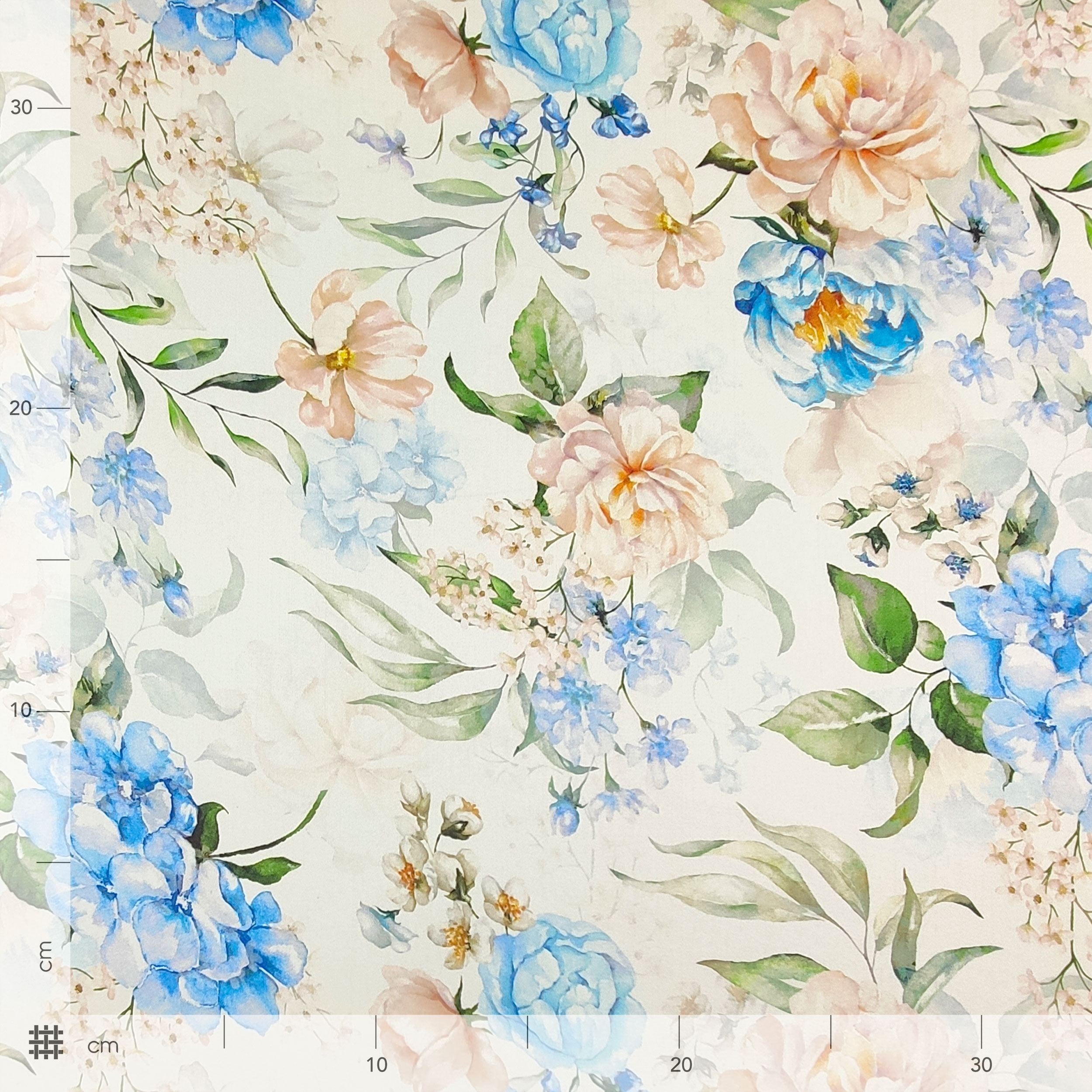 High Fashion Organza Powdery and Light Blue Flowers Image