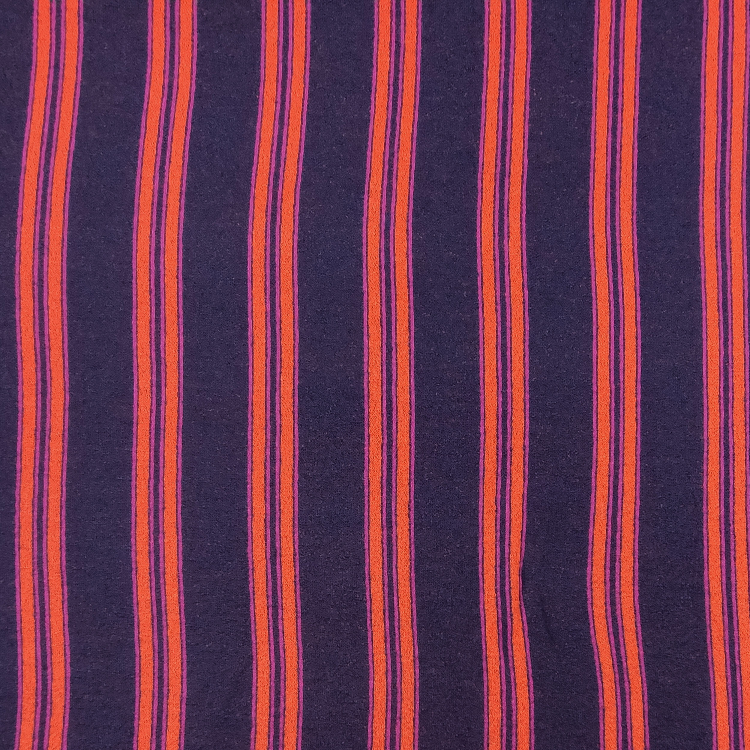 Jersey de coton mélangé à rayures violettes et orange Fuxia
