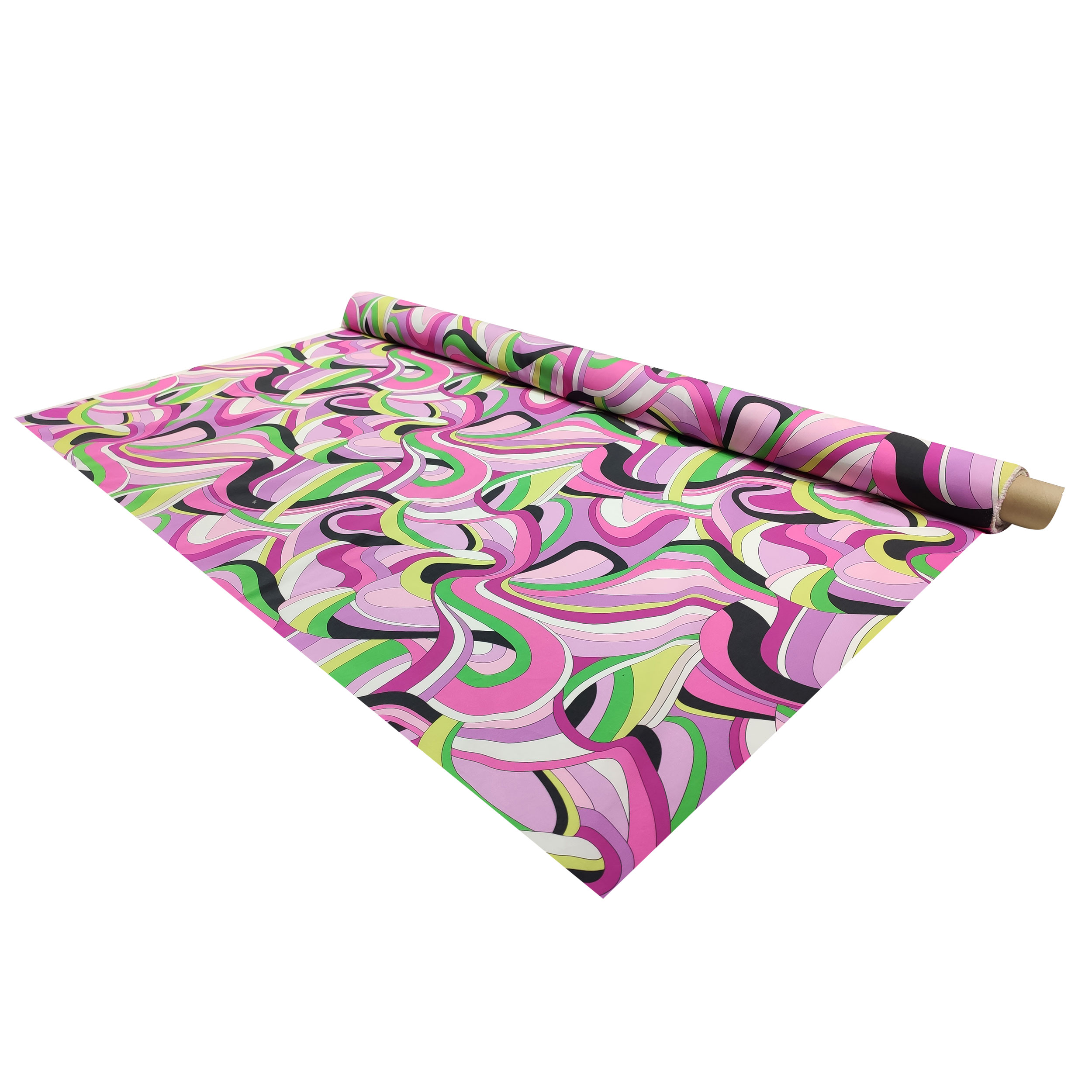Cotton Stretch Fantasy Optical Pink Green Image