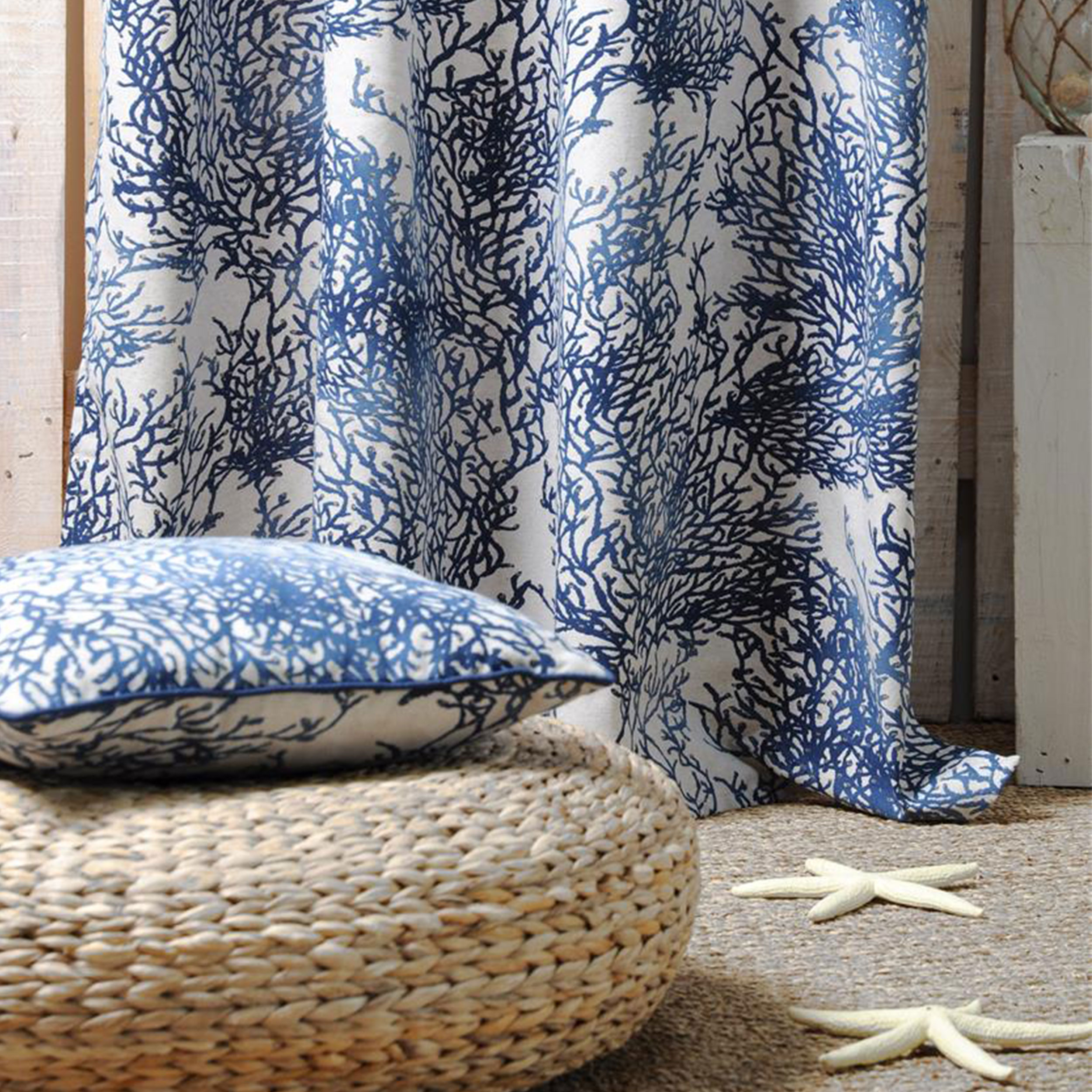 Coralli Blue Natürlicher Stoff