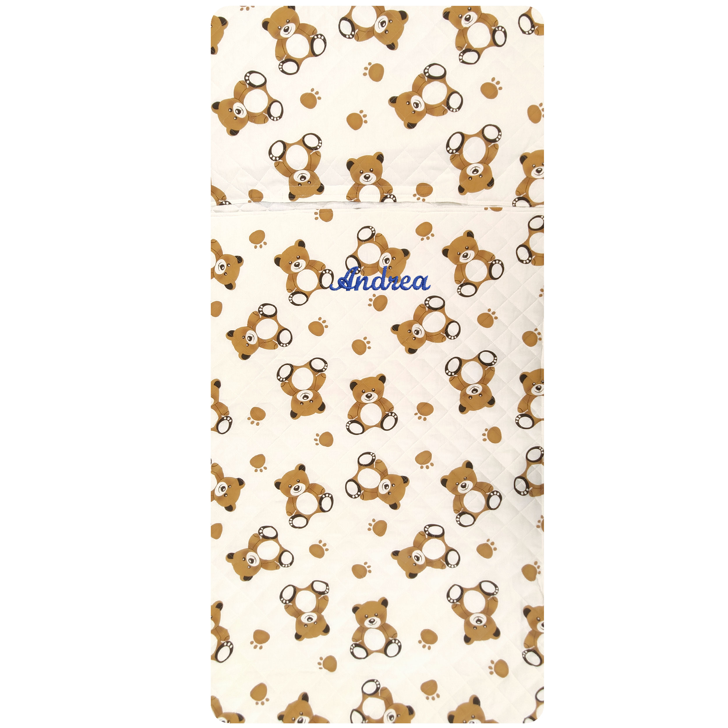 Ours en sac de couchage Fond blanc
