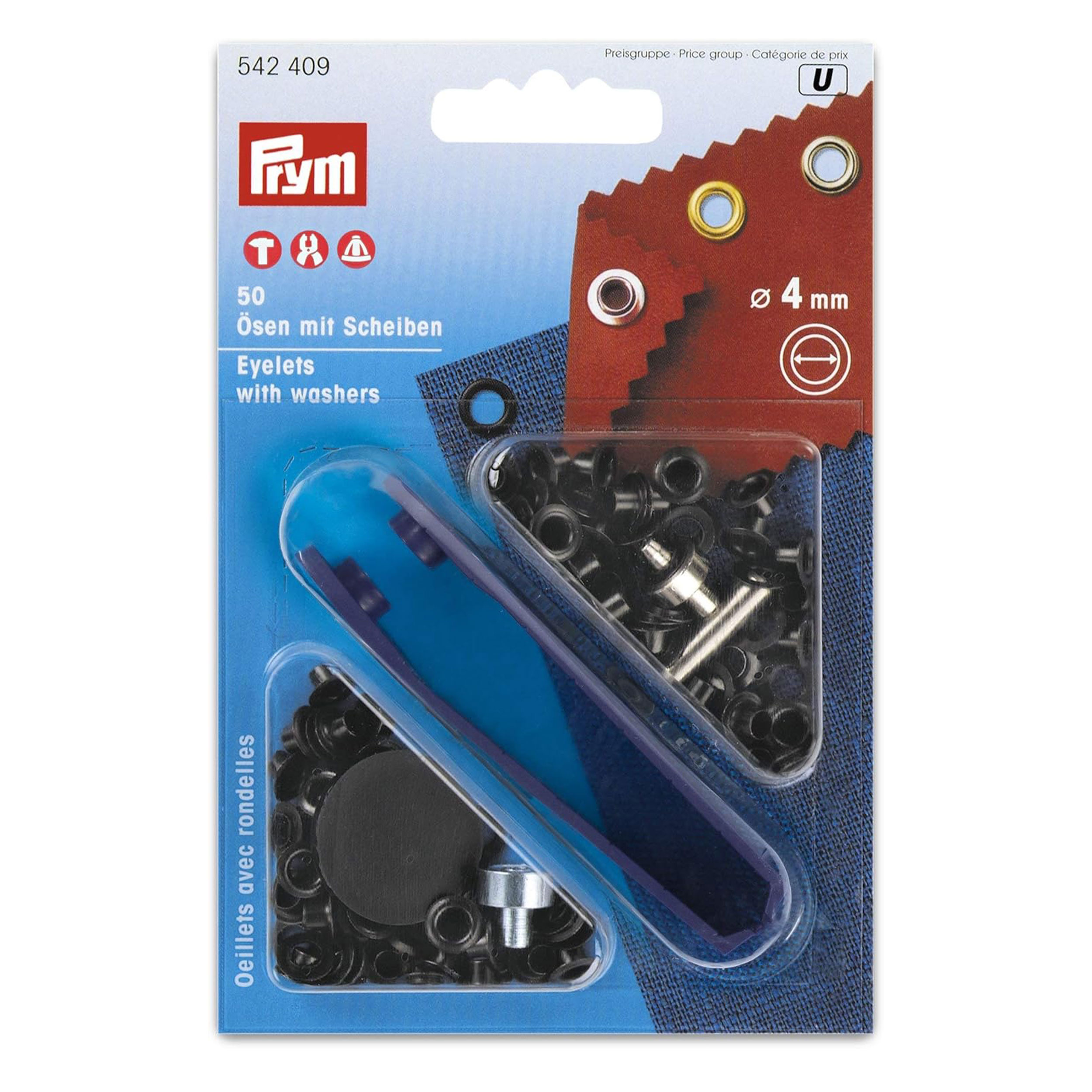 Ösen mit Unterlegscheiben Prym Schwarz 4 mm