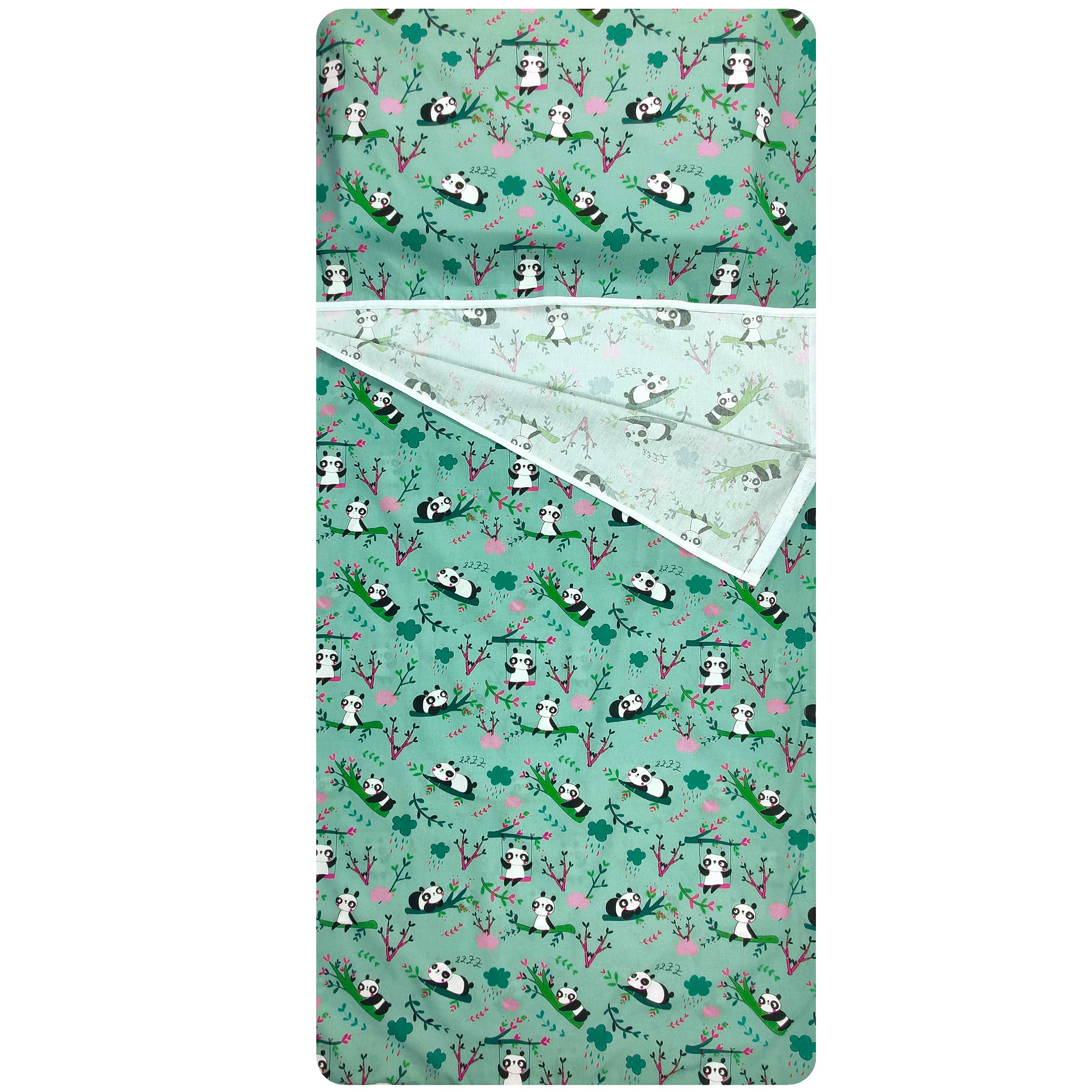 Sac de couchage d'été Panda Fond vert menthe - Panini Fabrics