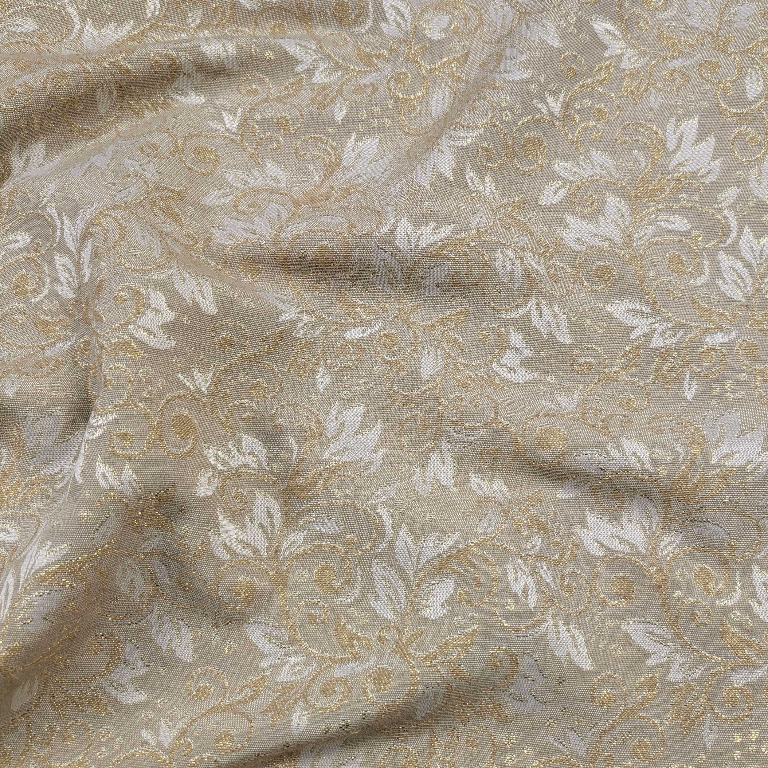 Beige Gold Lurex Damask Jacquard Image