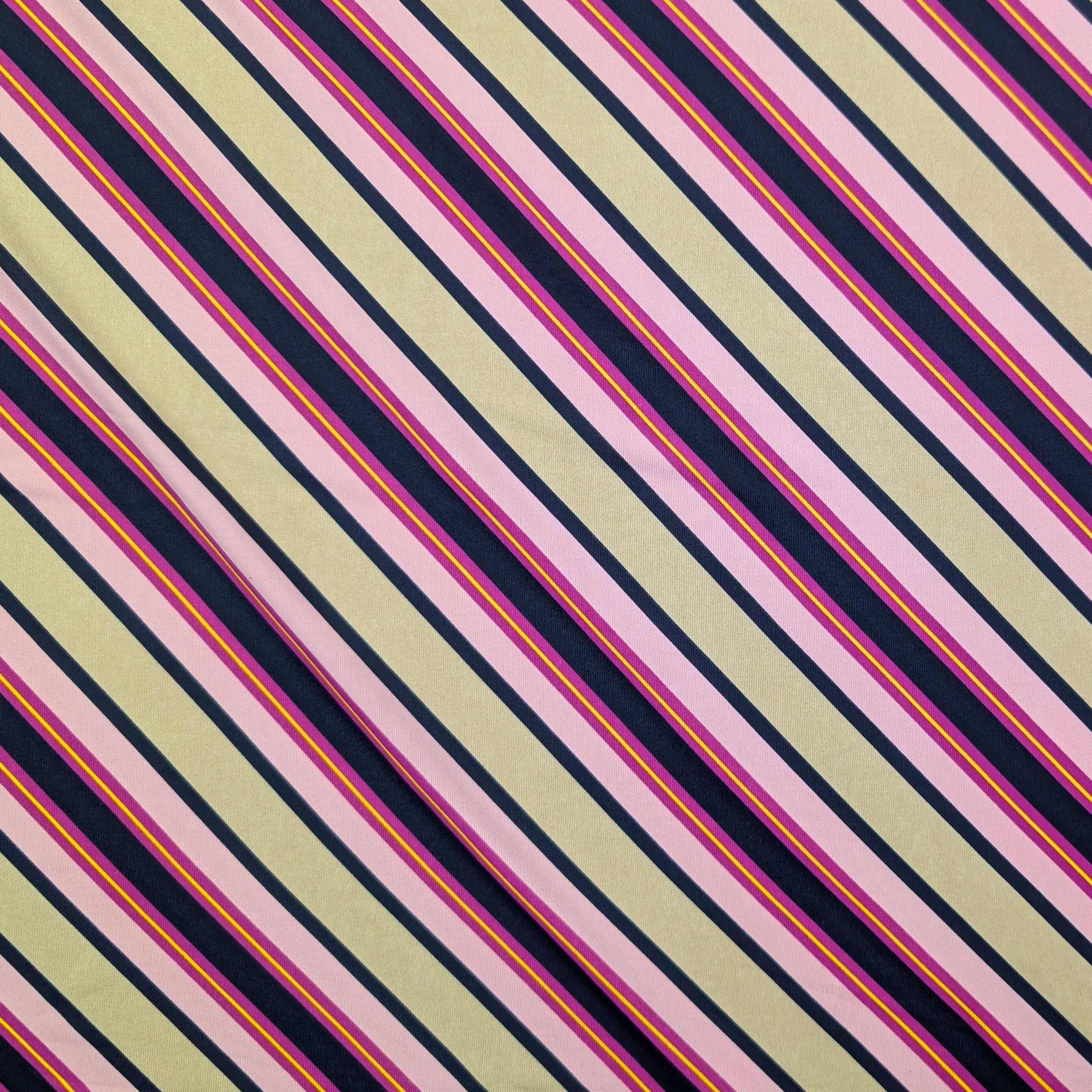 Bielastic Jersey Diagonal Stripes Blue and Pink Image
