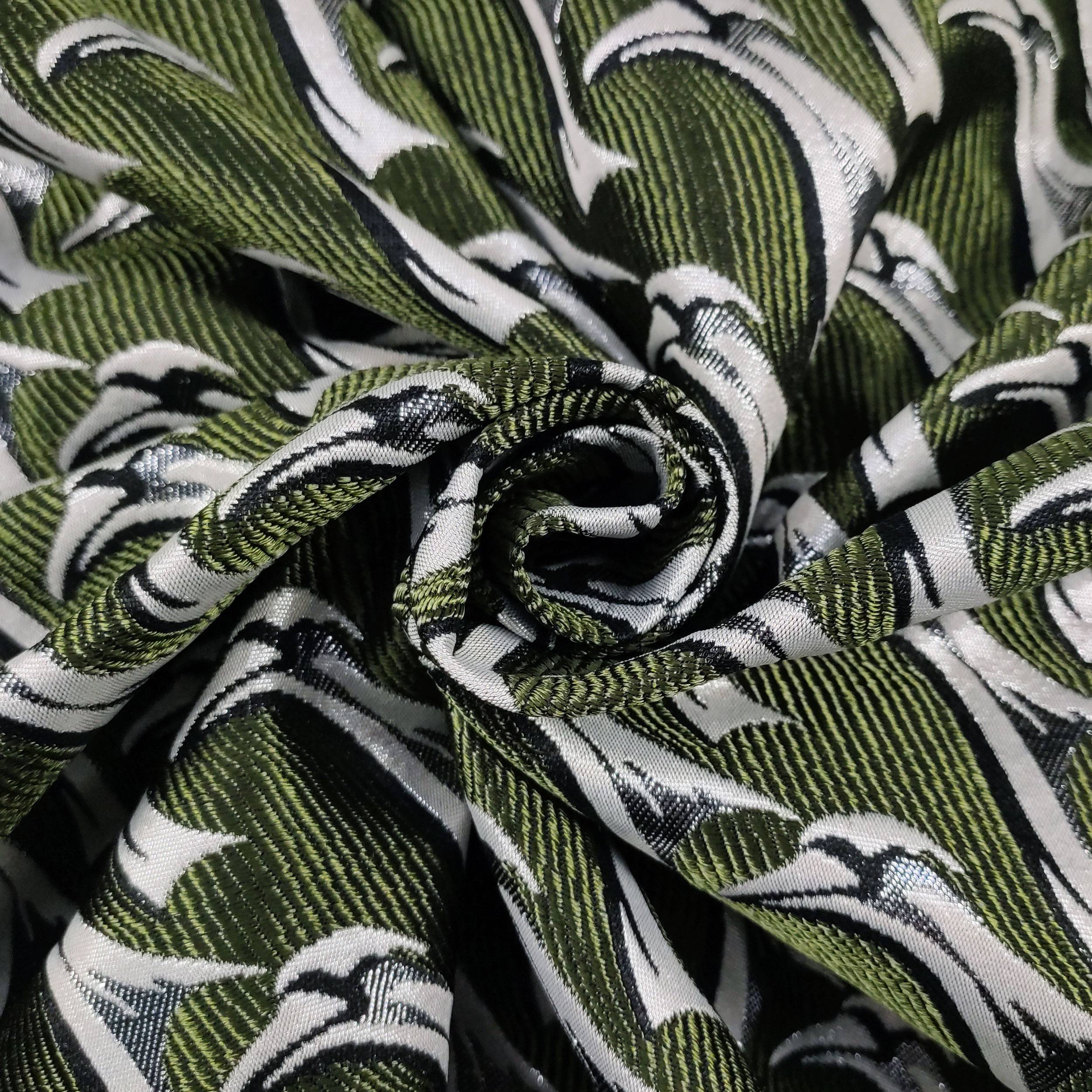 Brocado Fantasía Alta Moda Lurex Verde y Plata Image
