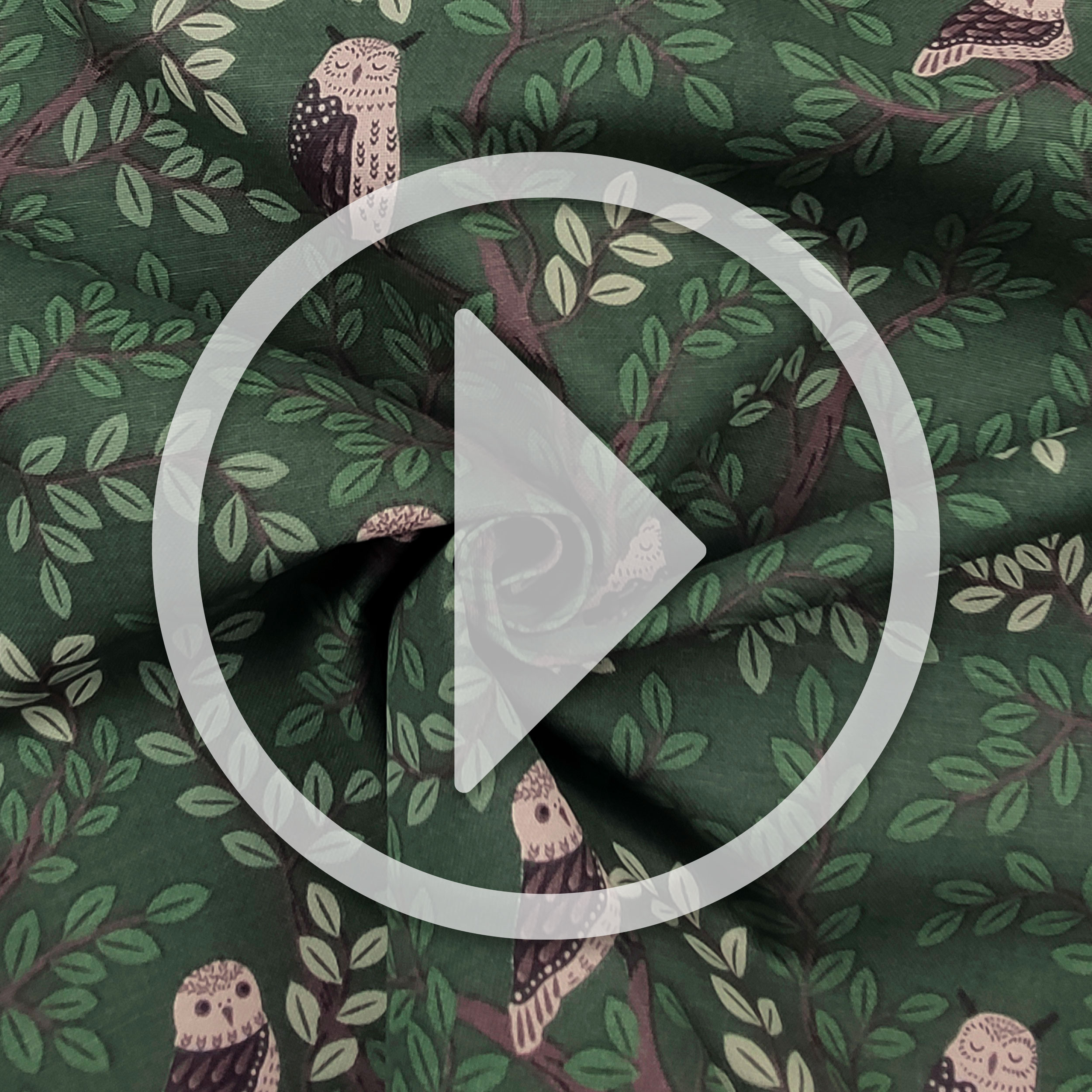 Tissu Panama Motif forêt de hiboux Image