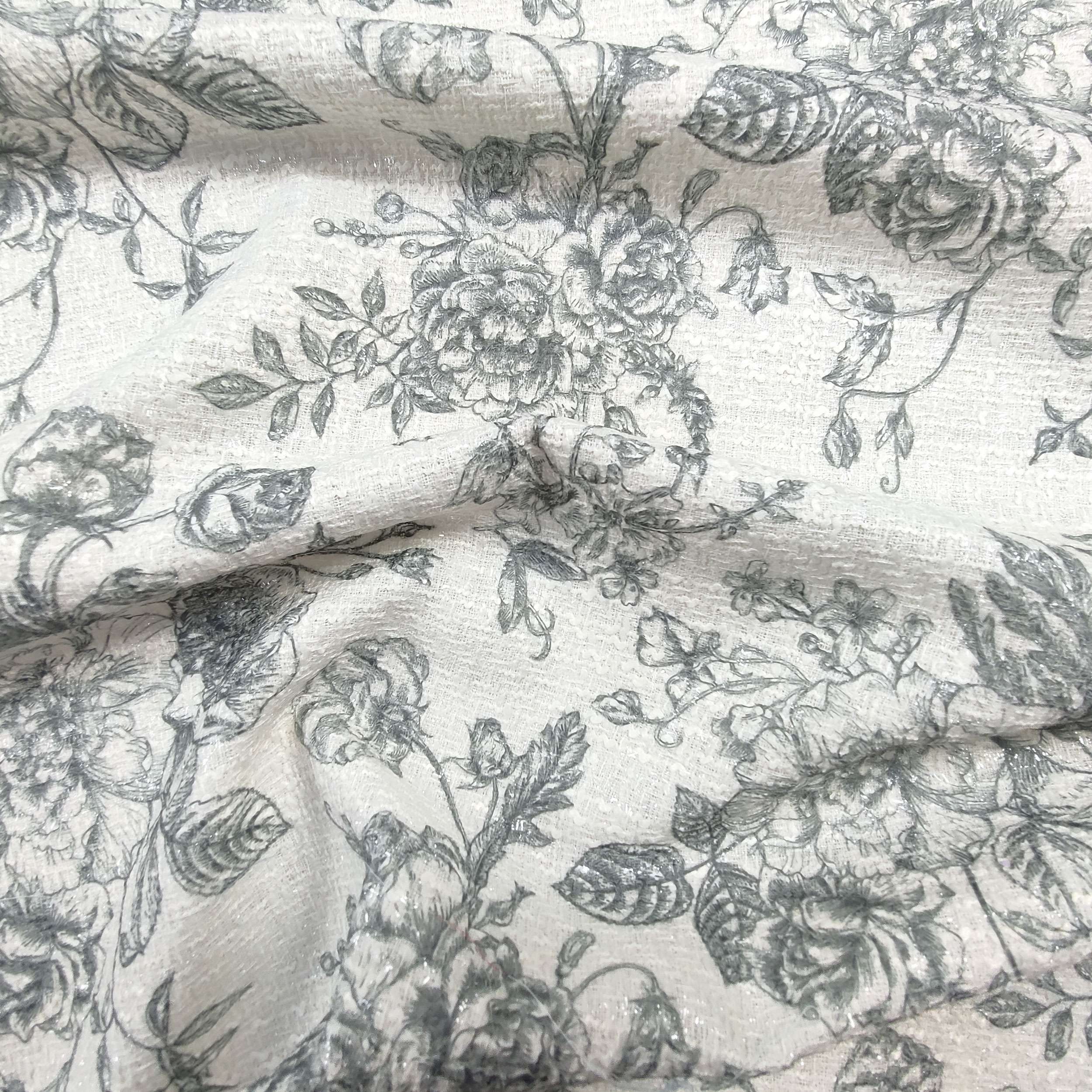 Tissu tweed lamé floral Avio