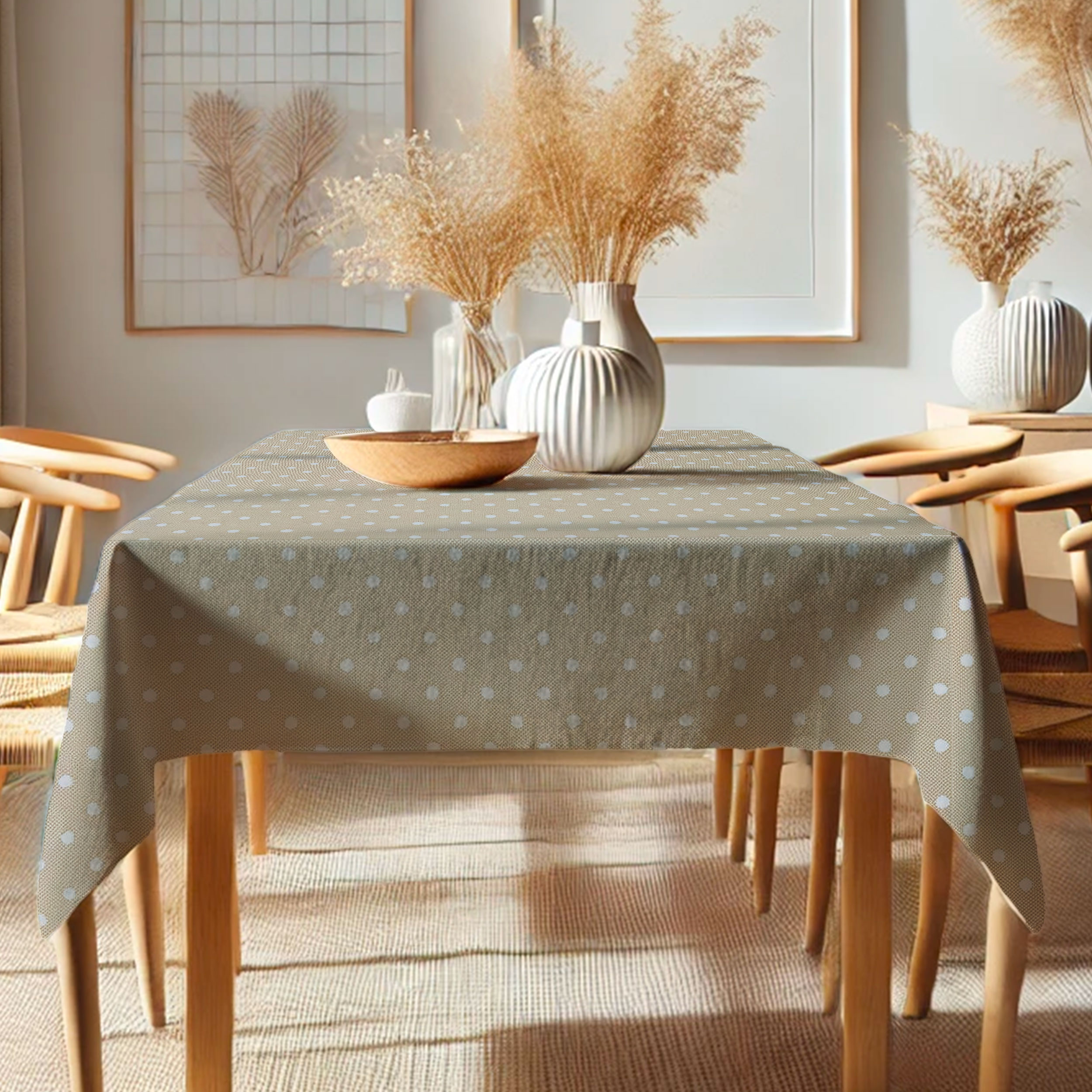White Polka Dot Tablecloth Image
