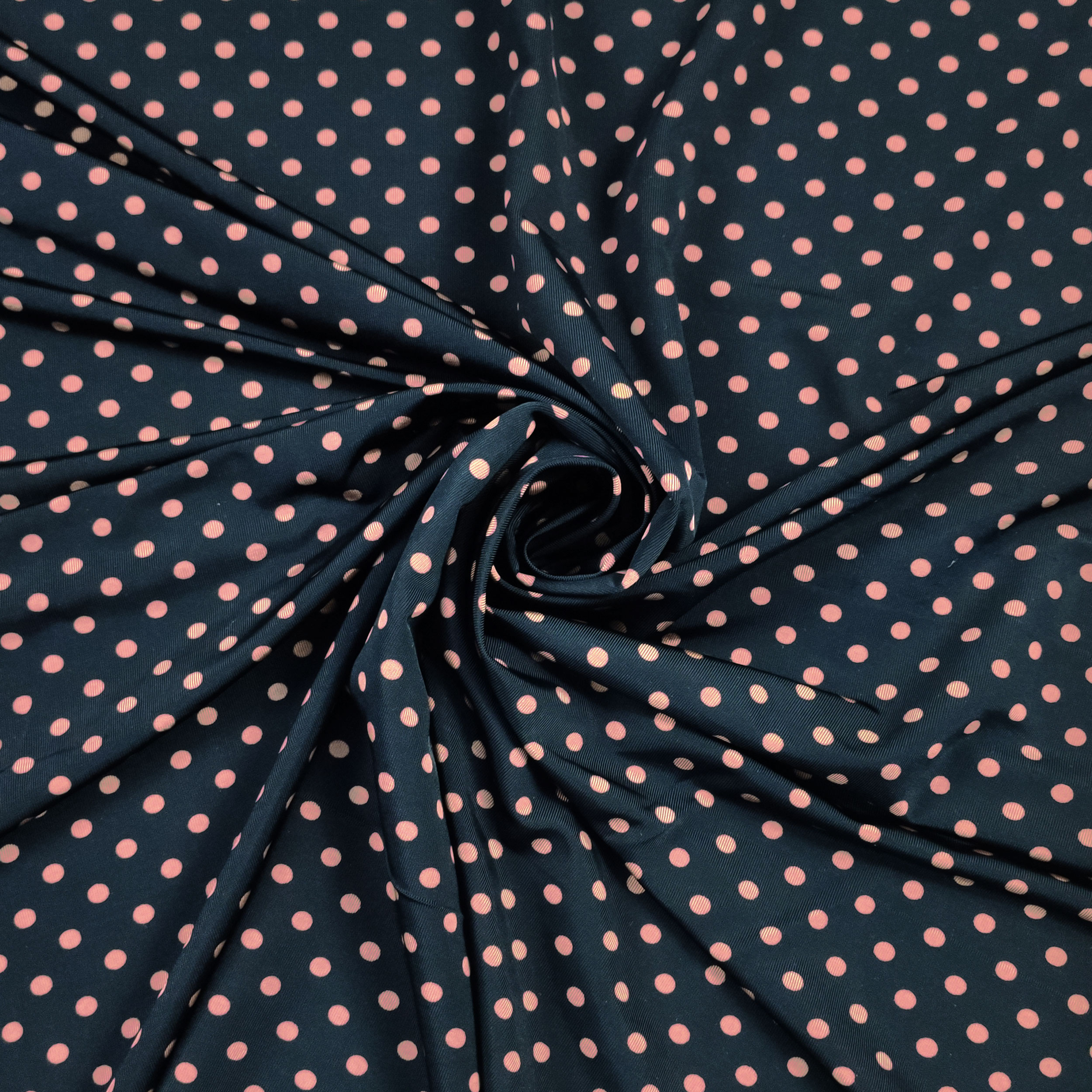 Viscose Silk Jersey Polka Dot Pink Antique Blue Background