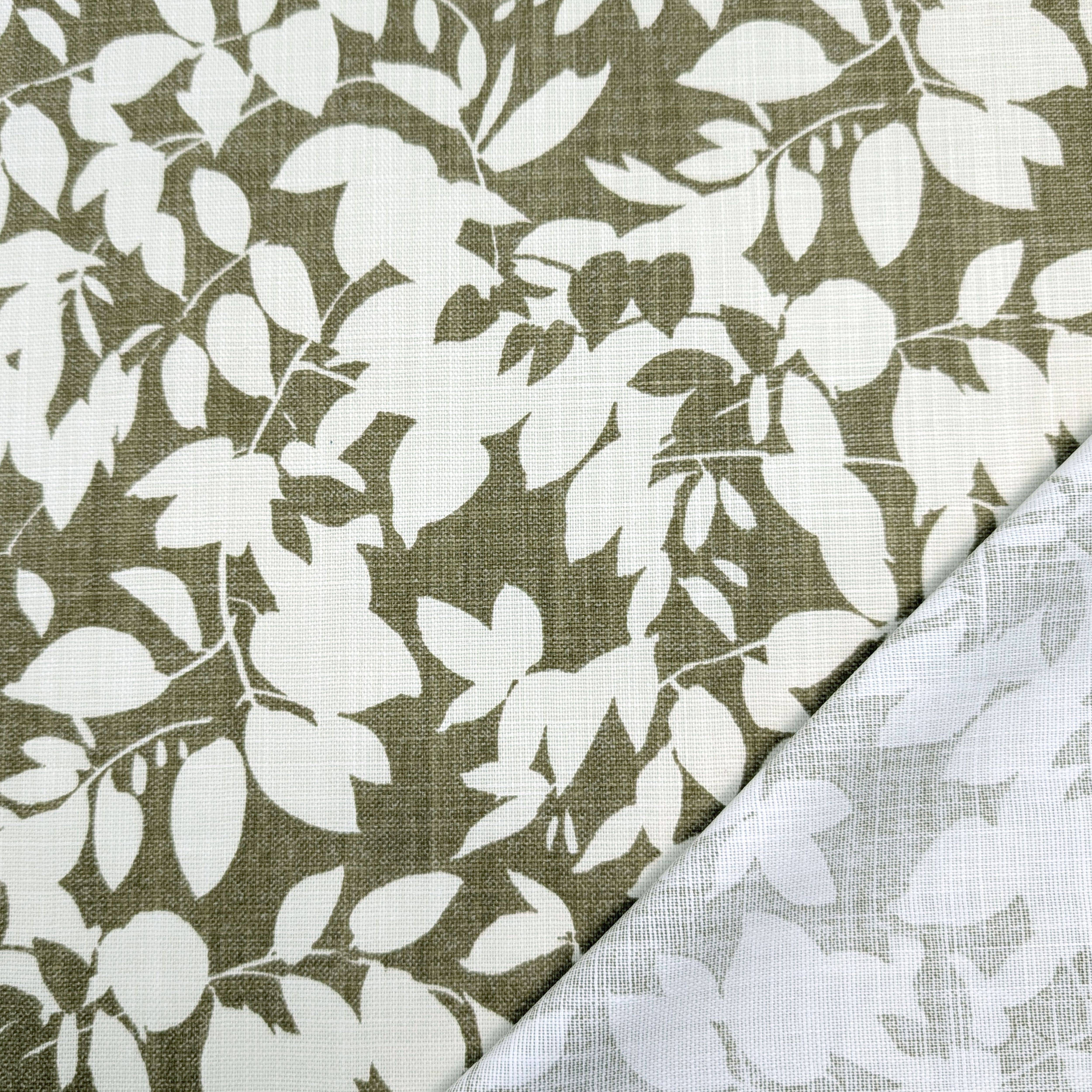 Cotton Linen Decor Leaves Background Olive Image