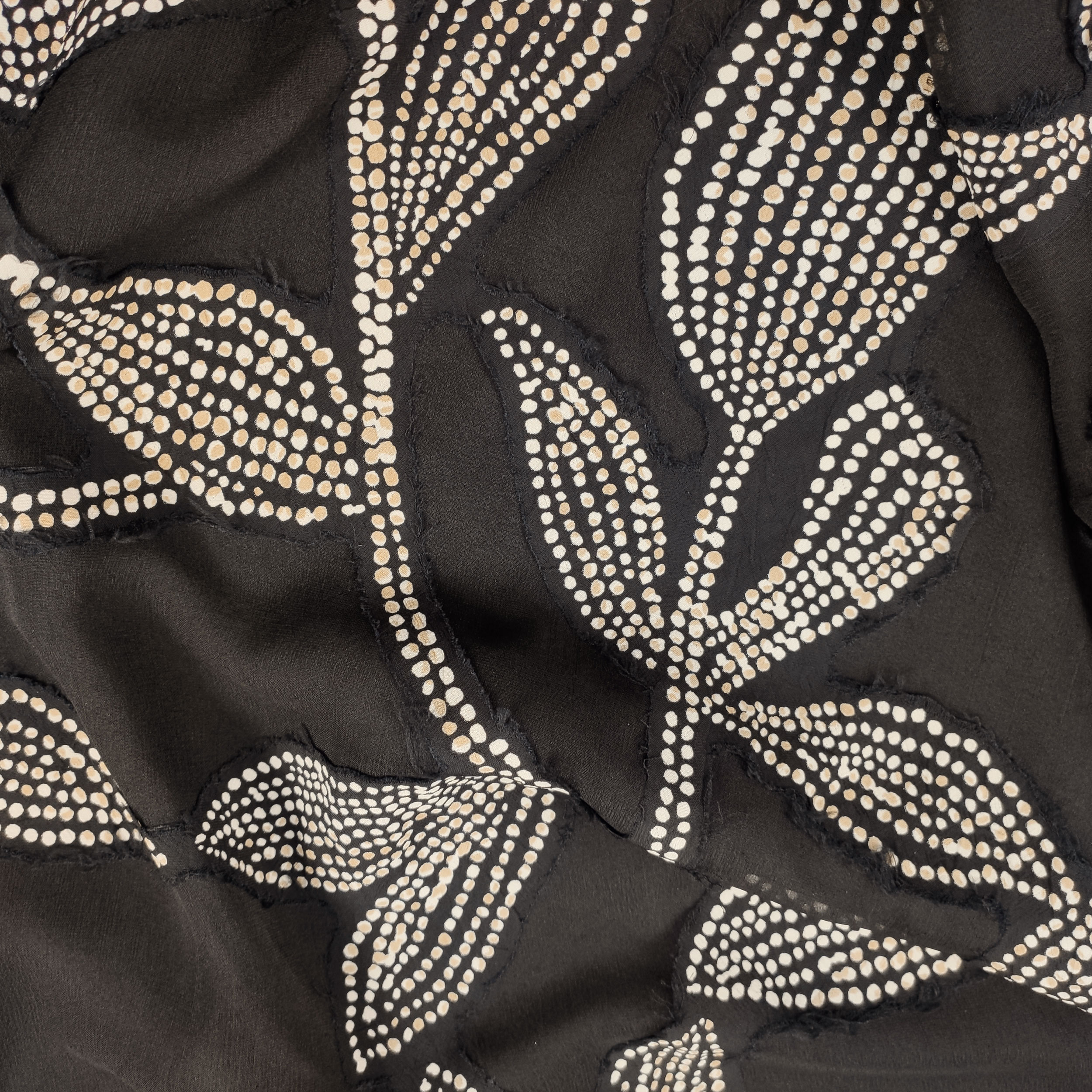 Voile Fantasy Leaves Devorè Beige