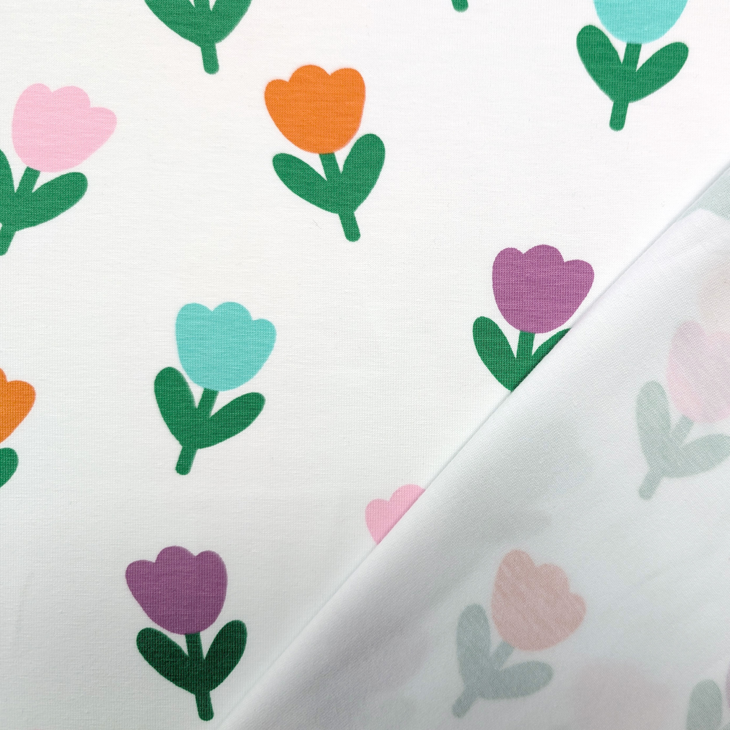 Jersey Cotton Tulips Coloured Image