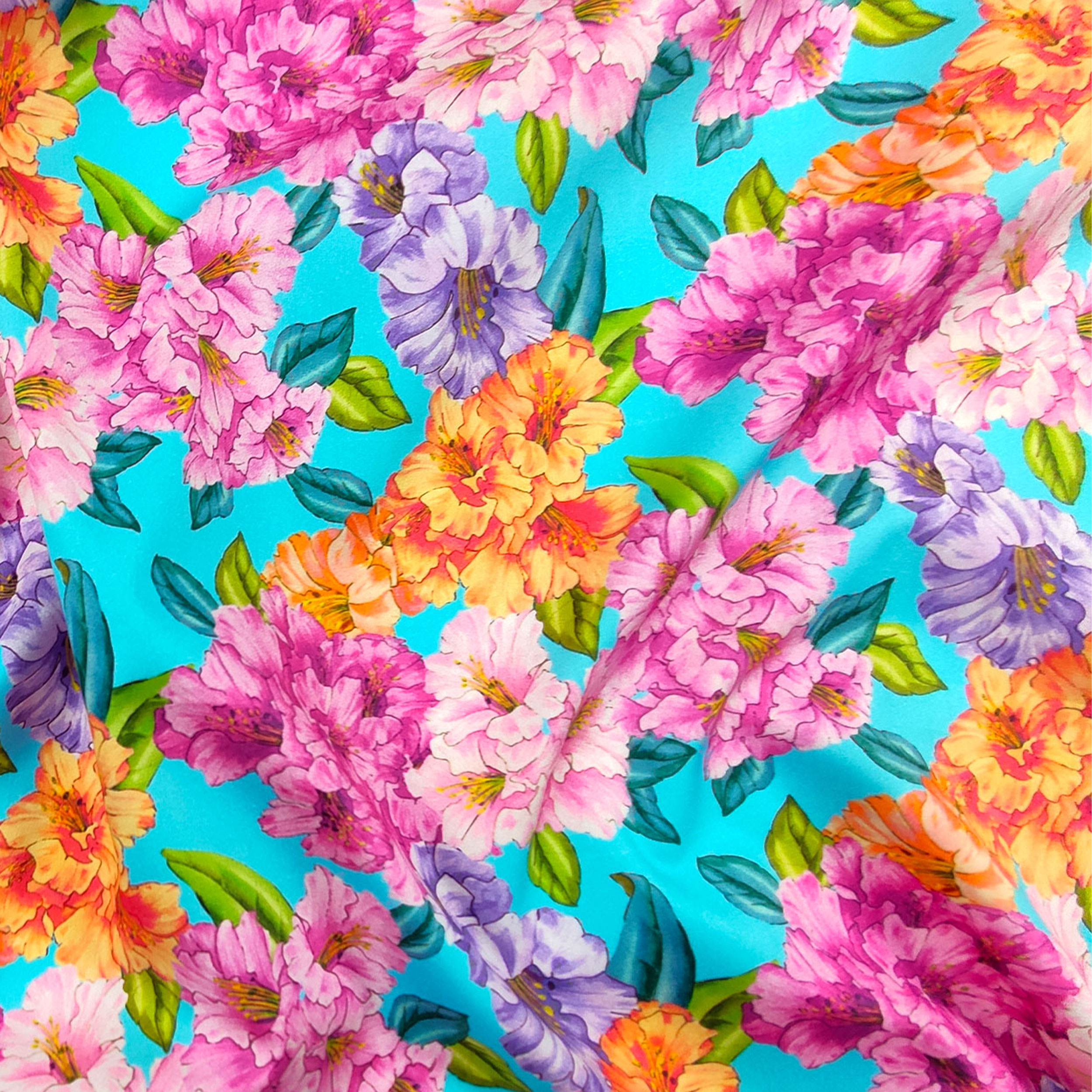 Stretch Cotton Large Coloured Flowers Fantasy