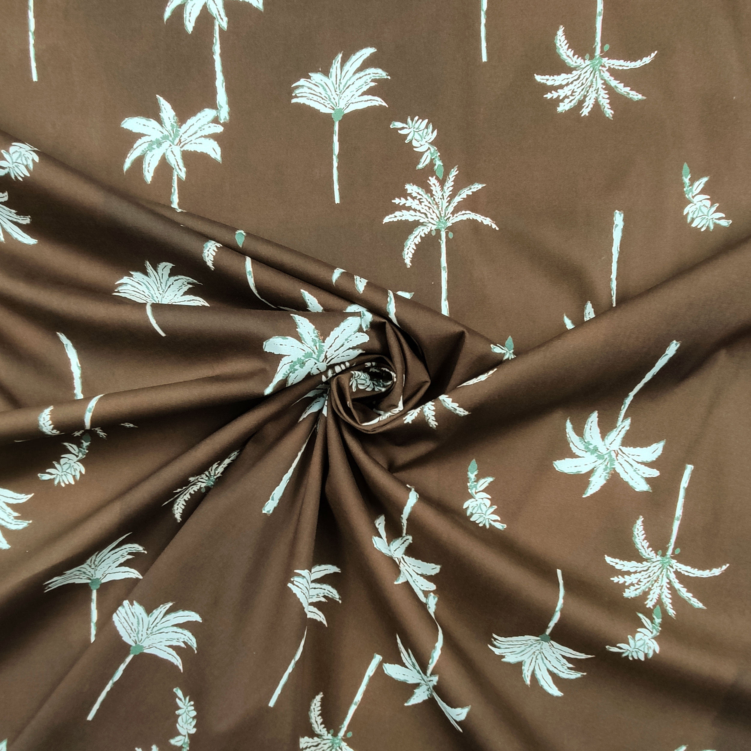 Baumwollstoff Braun Palm Fantasy