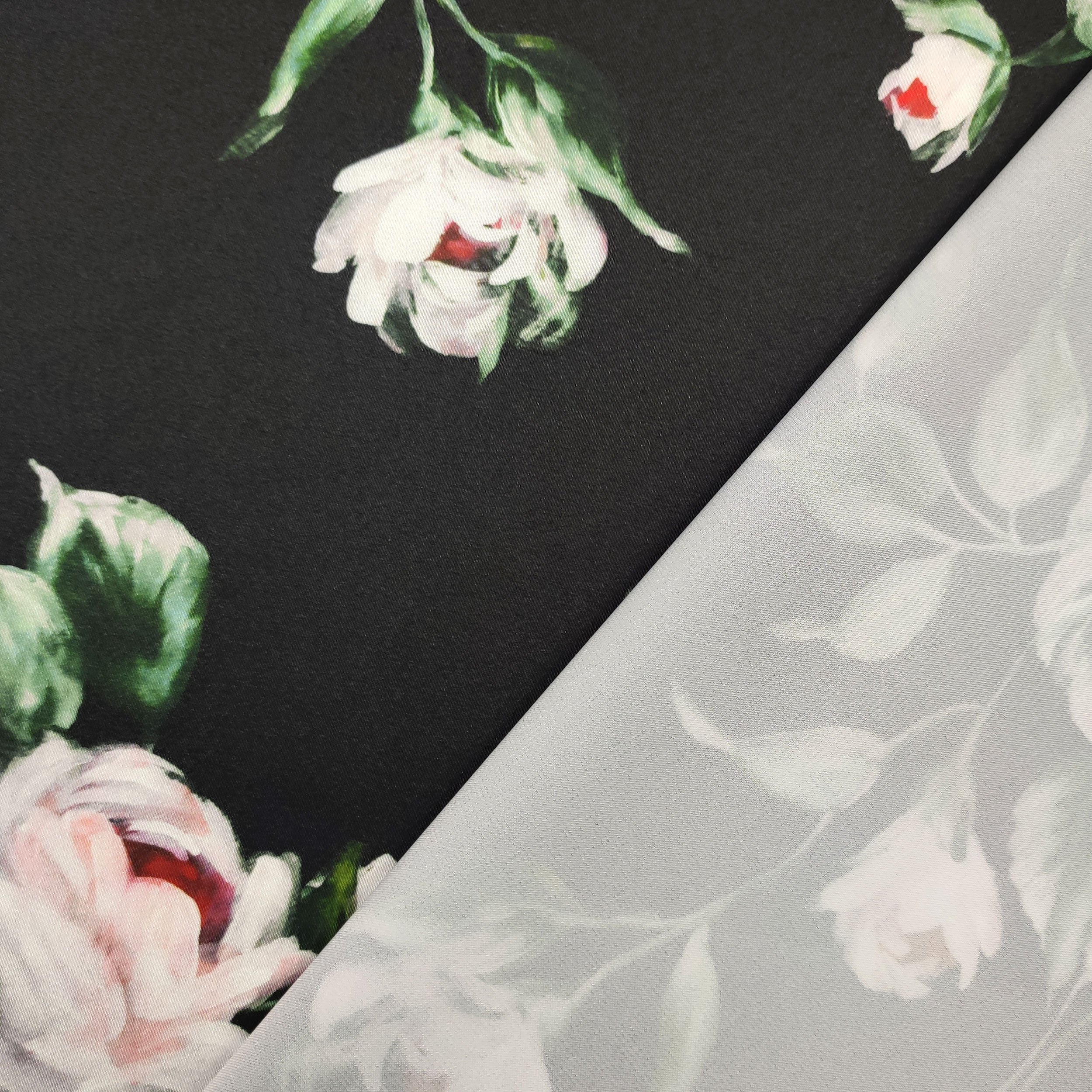 Satin Set High Fashion Rose Background Black
