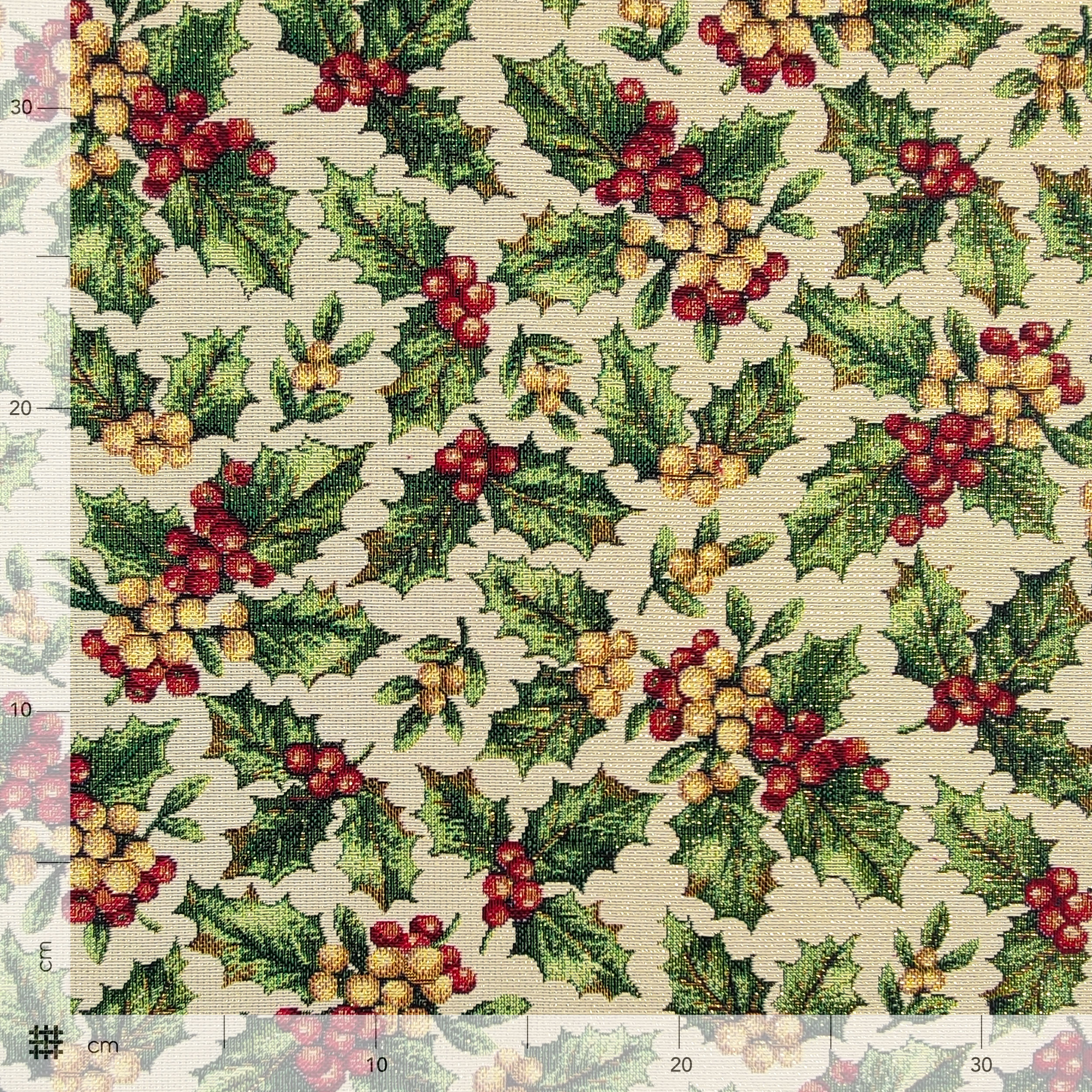 Tissu Gobelin de Noël Holly Lurex Image