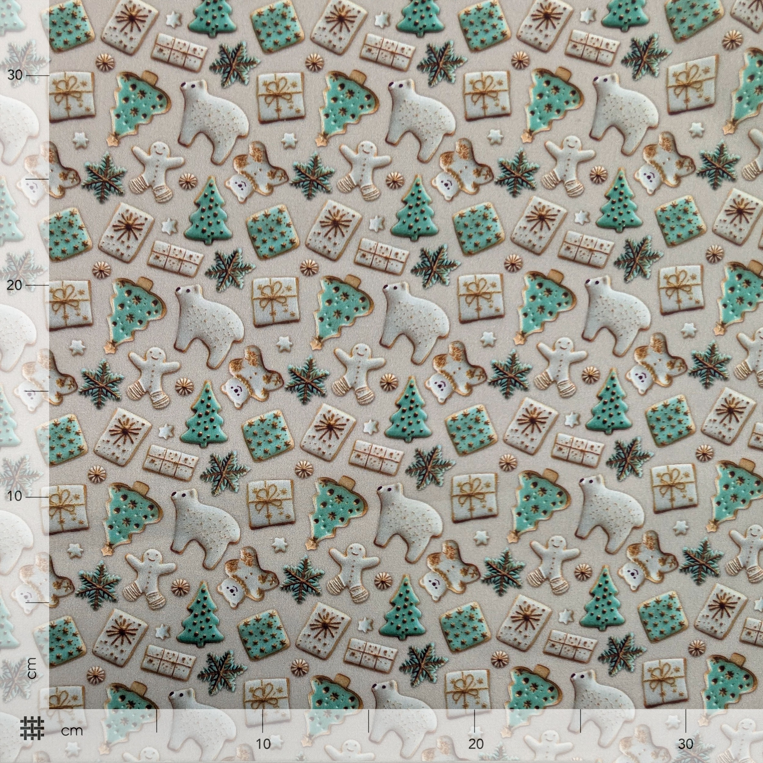 Cotton Poplin Christmas Bears and Trees Image