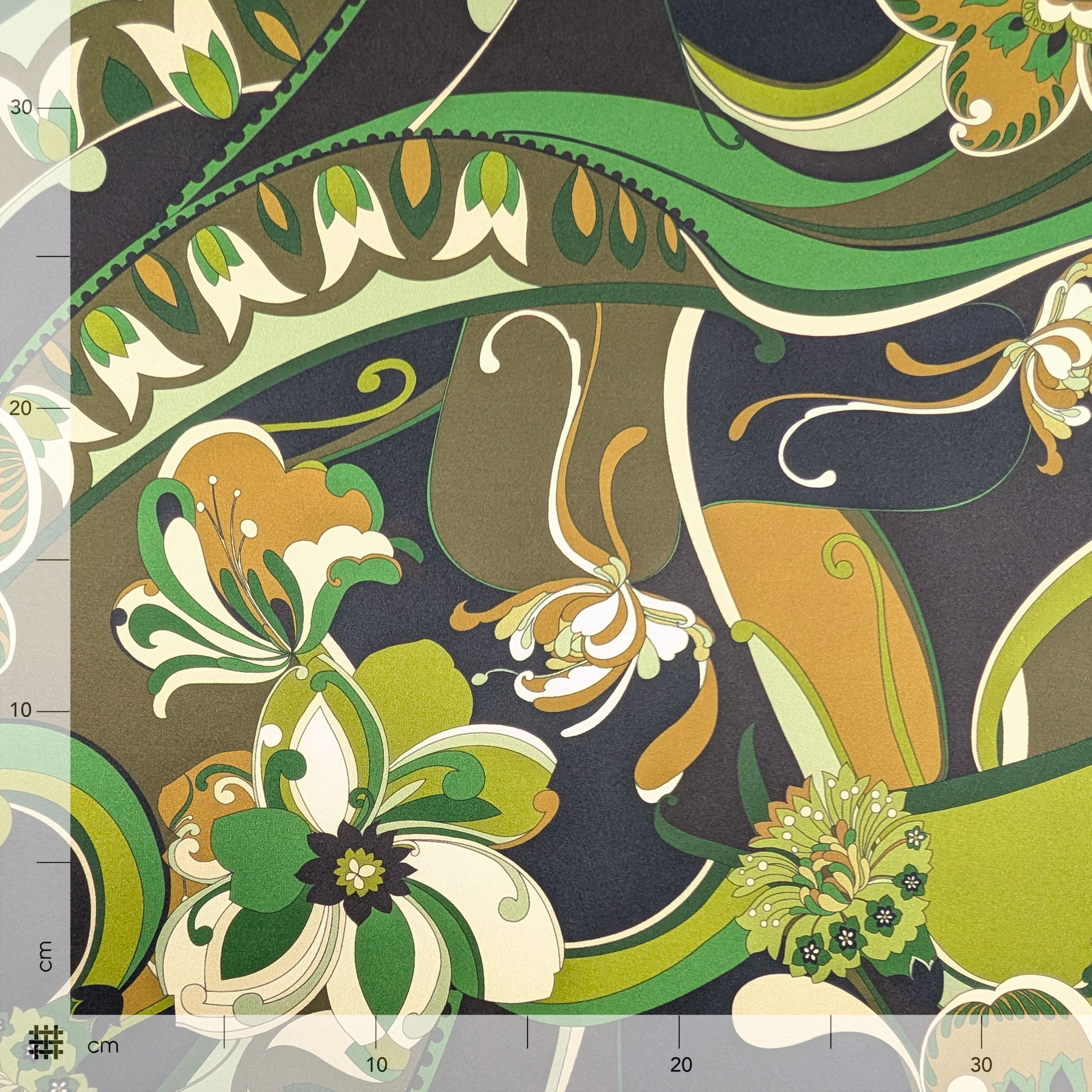 Satin Set High Fashion Abstract Green Flowers Image