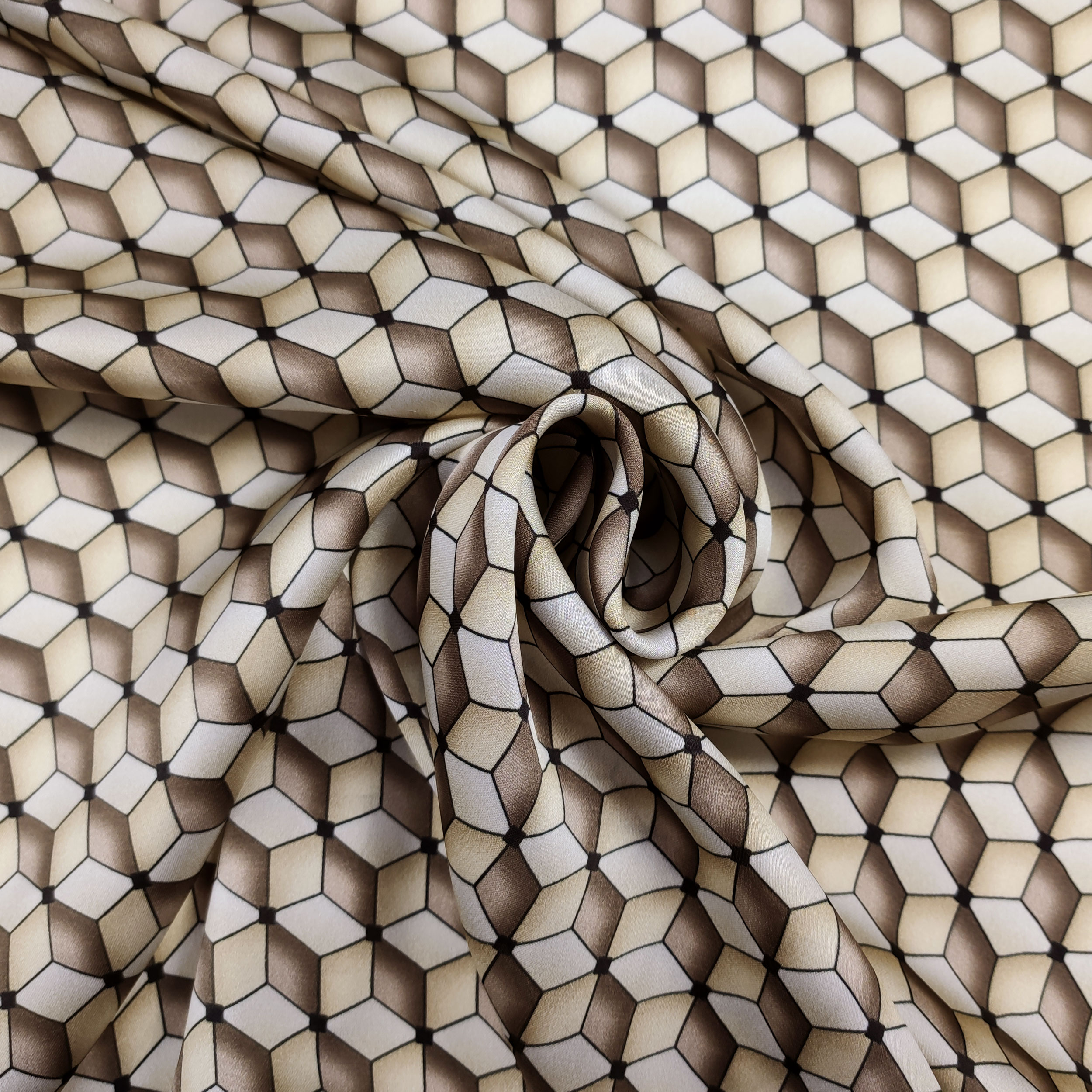 Satin Fashion Geometries Beige and Dove Grey
