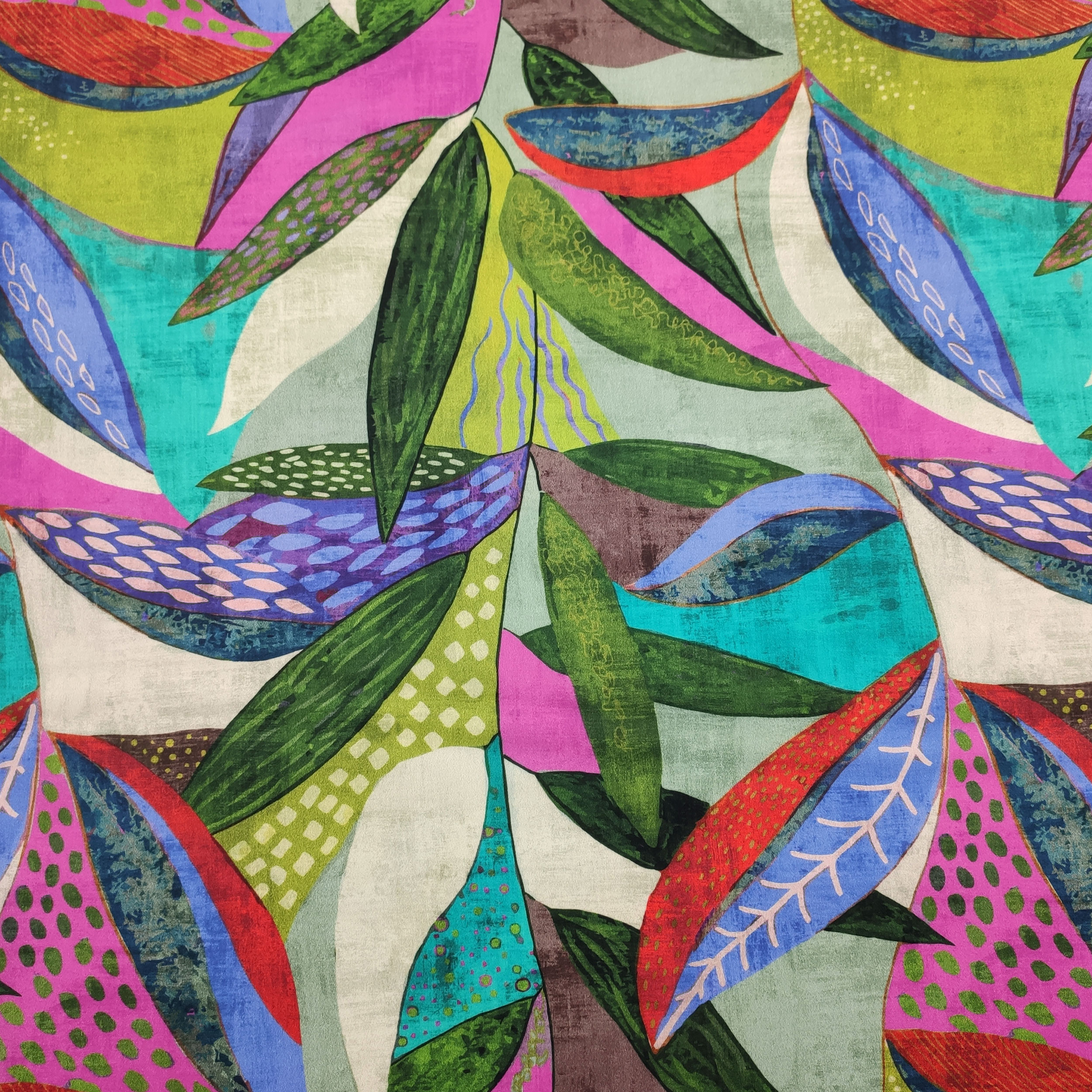 Abstract Fantasy Multicolour Cotton Satin
