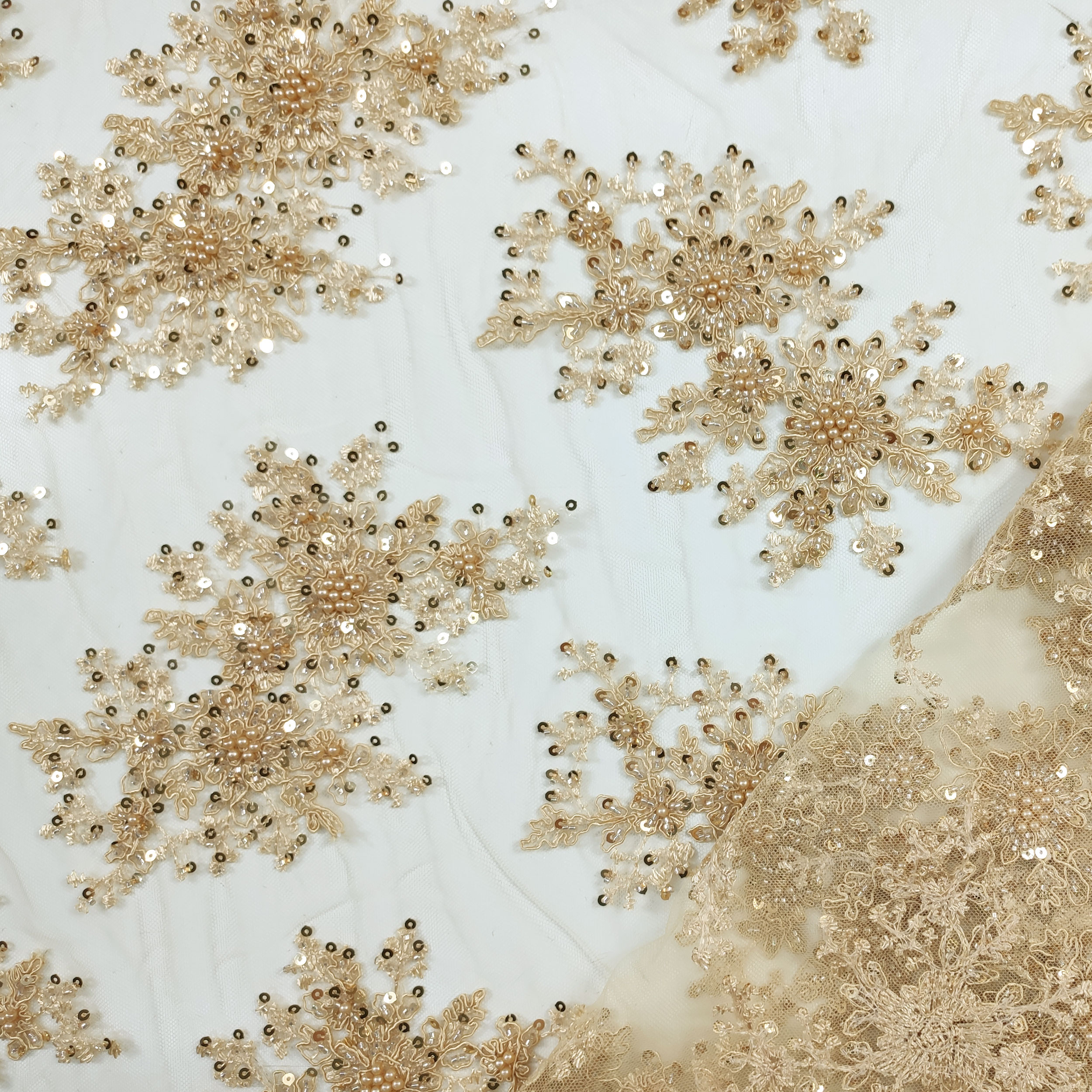 Fashion Lace Light Gold and Pearls