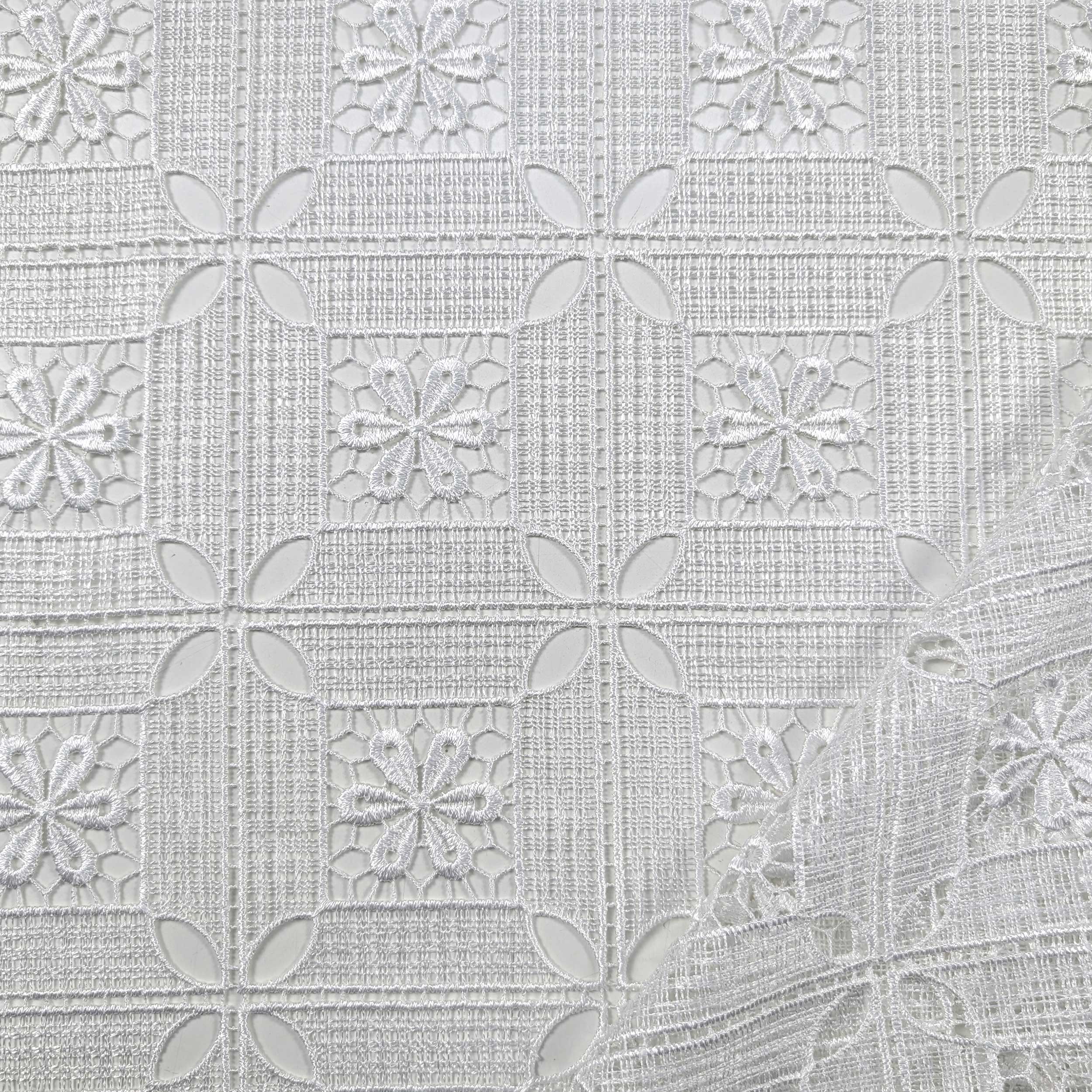 Fabric Curtain Lace Modular Flowers White Image