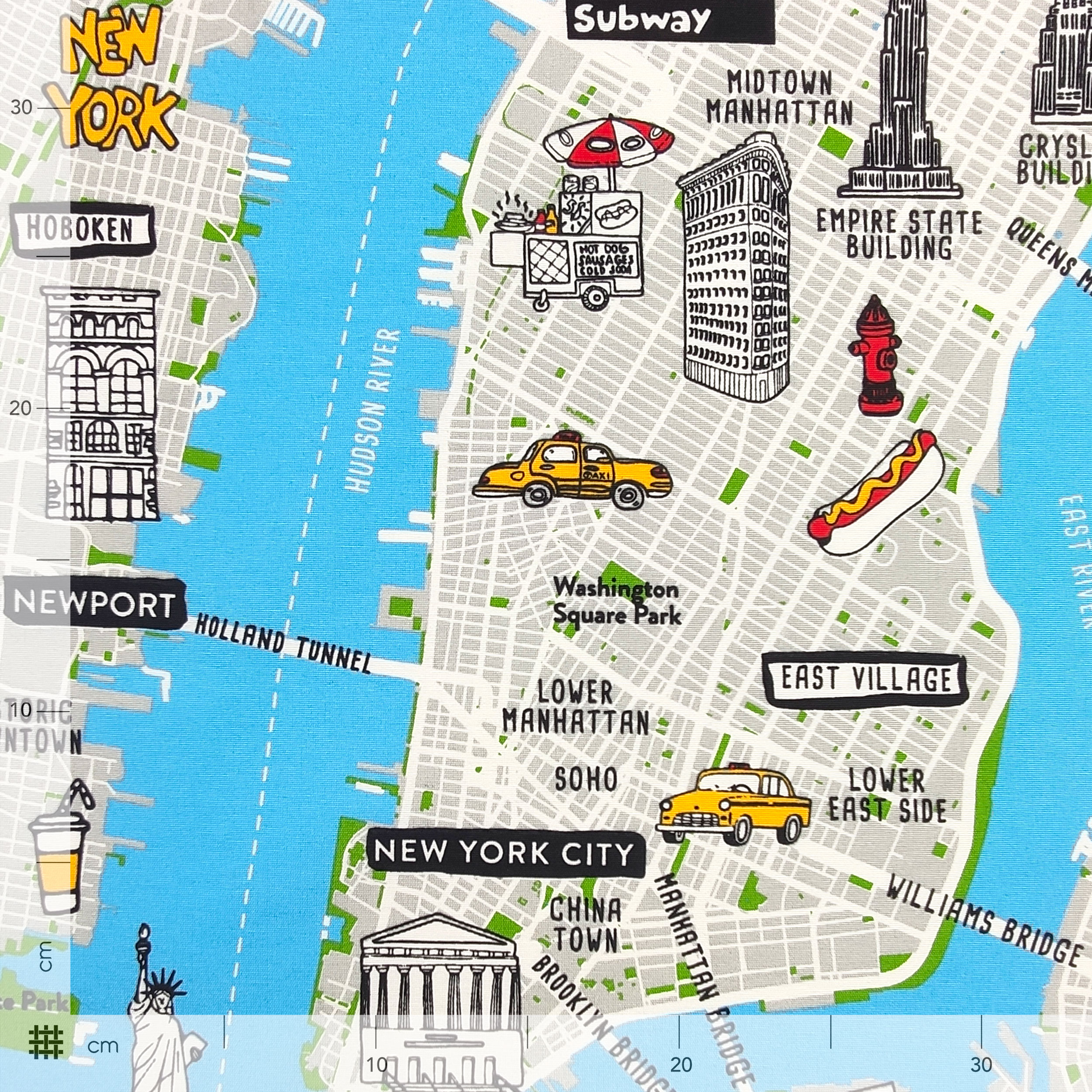 Tejido de algodón mixto Mapa de Nueva York