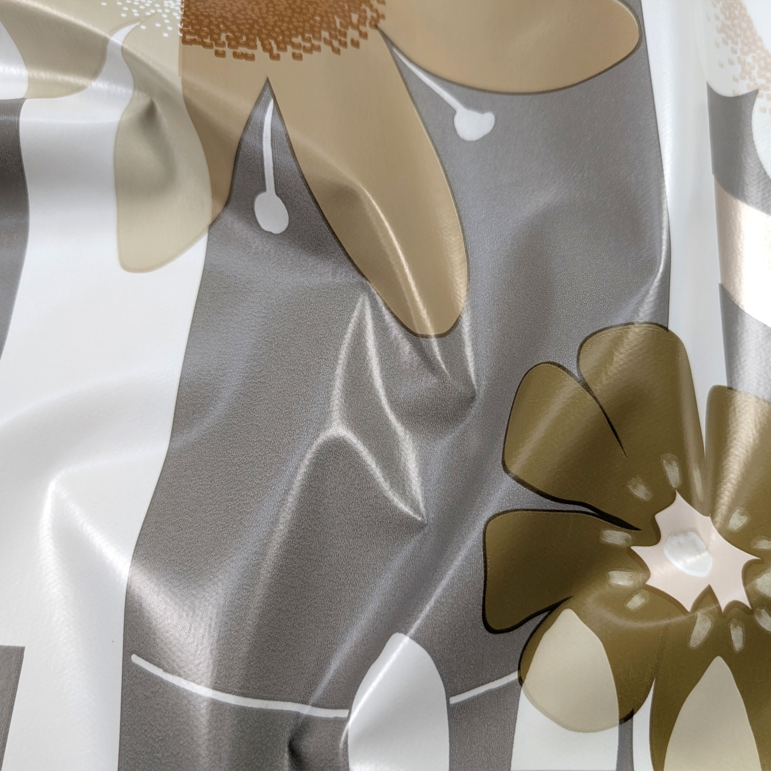 Neutral Tone Floral Plasticised Tablecloth Fabric Image