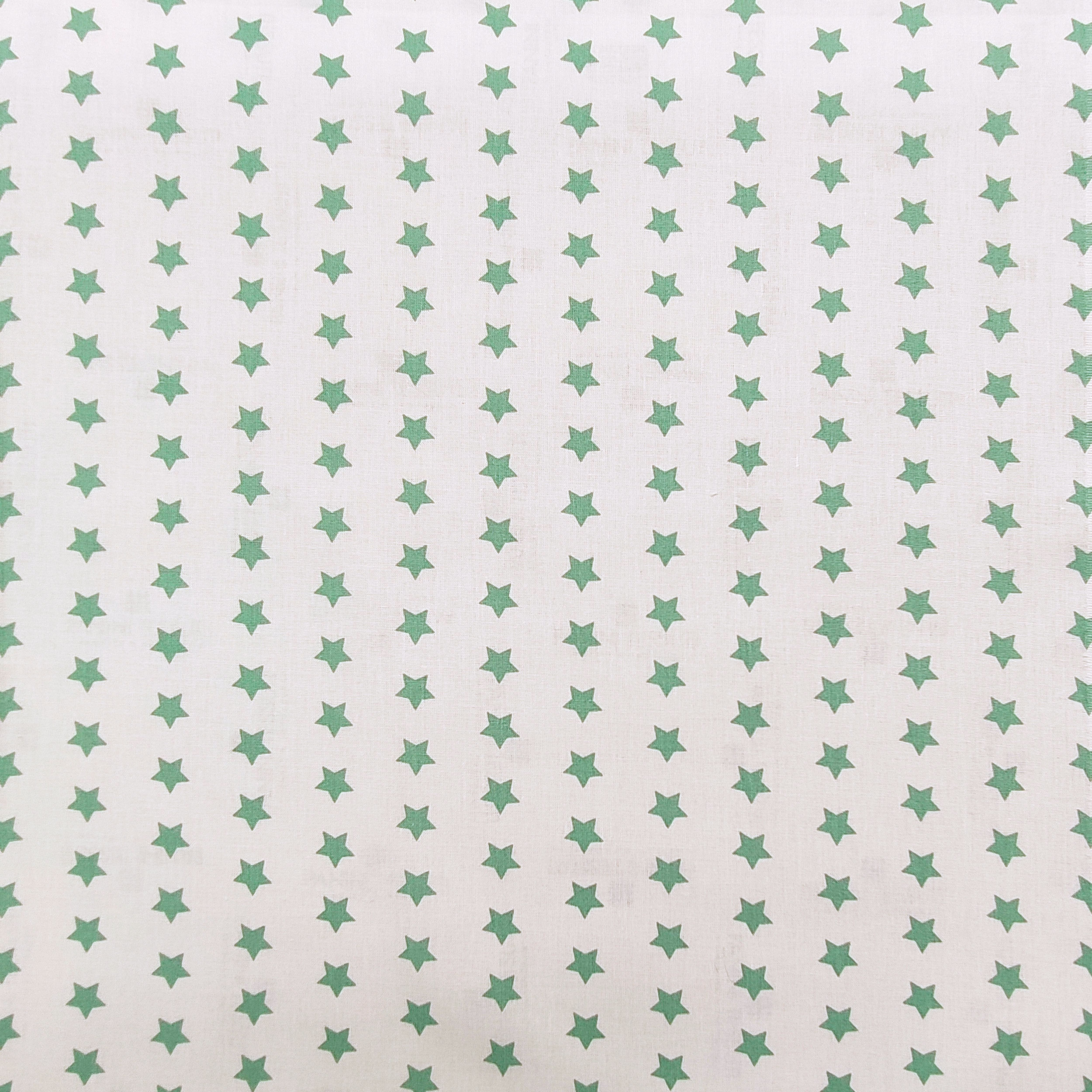 Printed Cotton - White Background with Stars Image