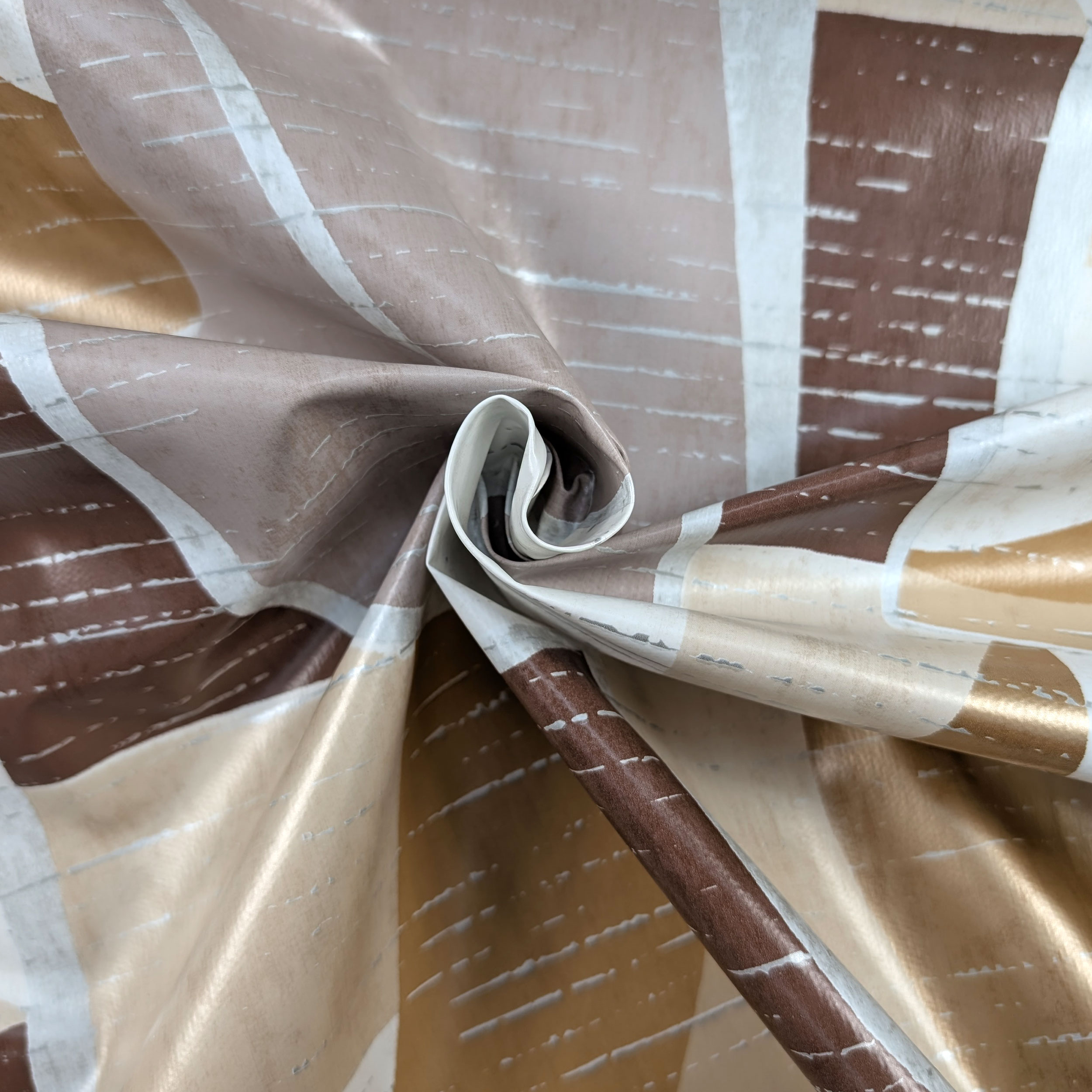 Fabric for Plastic-coated Tablecloth Geometrical Brown Tones Image