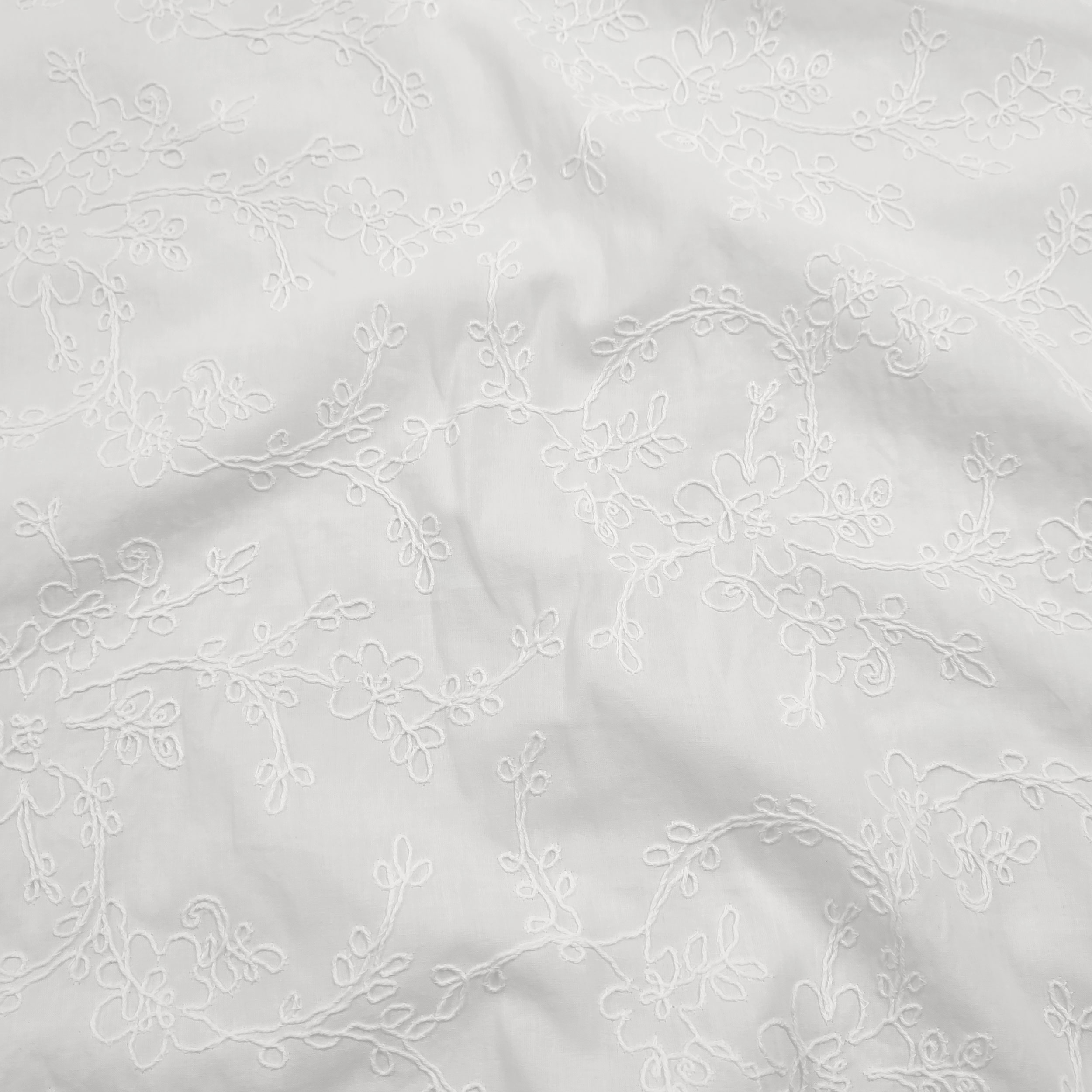 White Cotton Sangallo Floral Embroidery