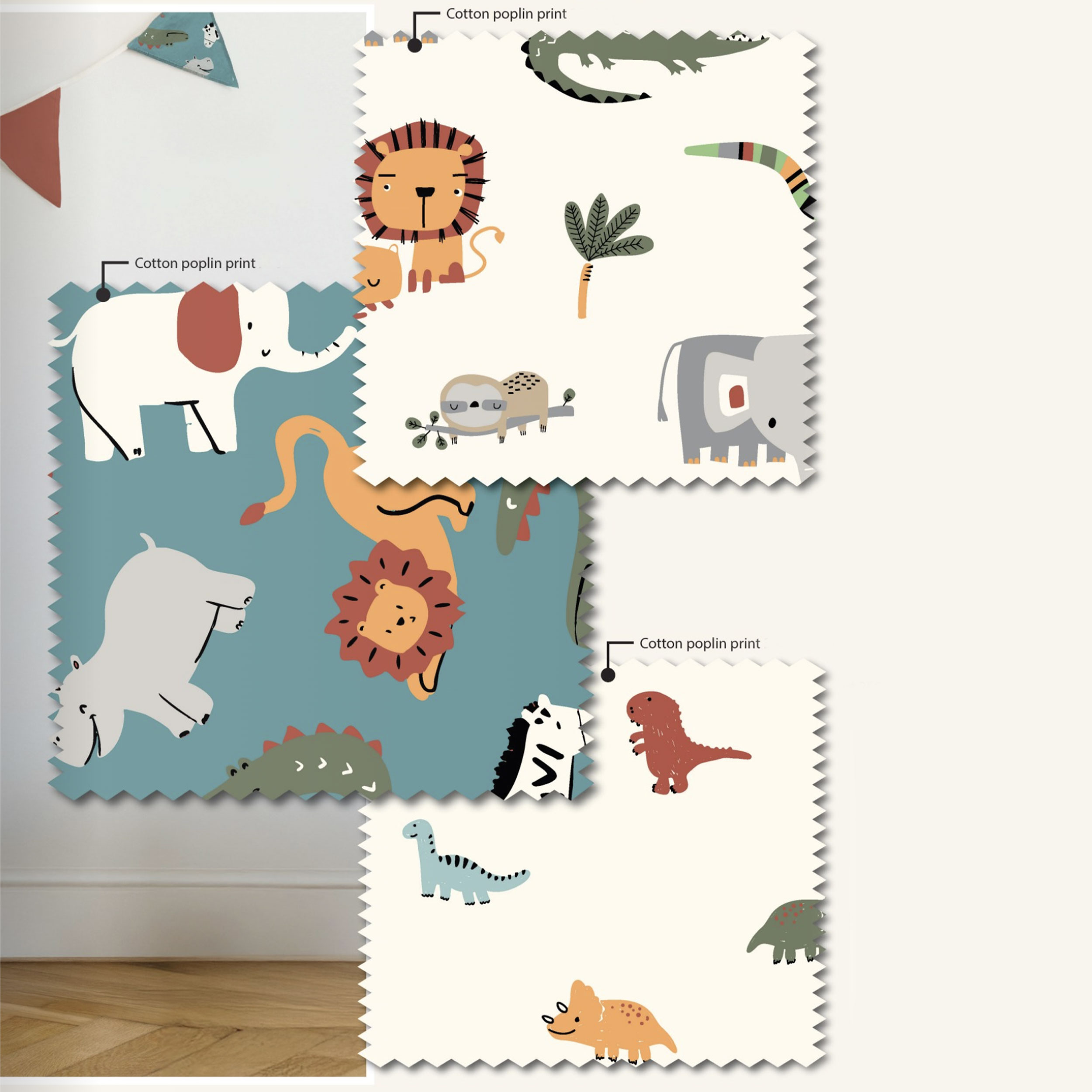 Cotton Poplin Savannah Animals Image