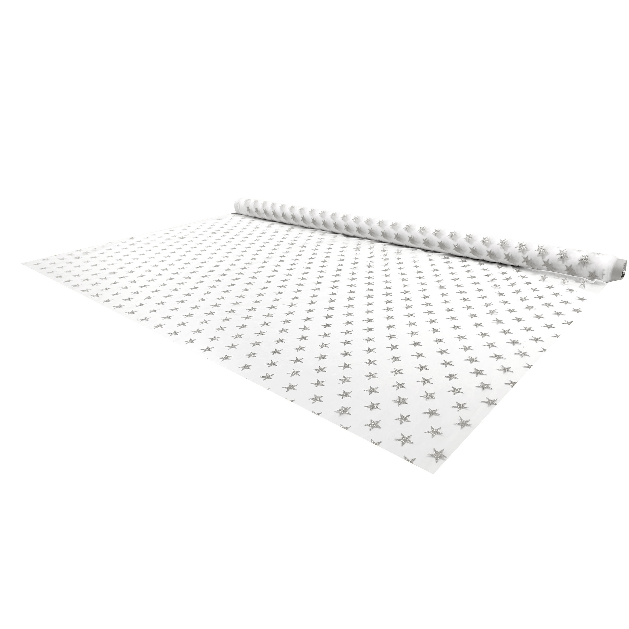 Tüll Sterne Lurex Silber