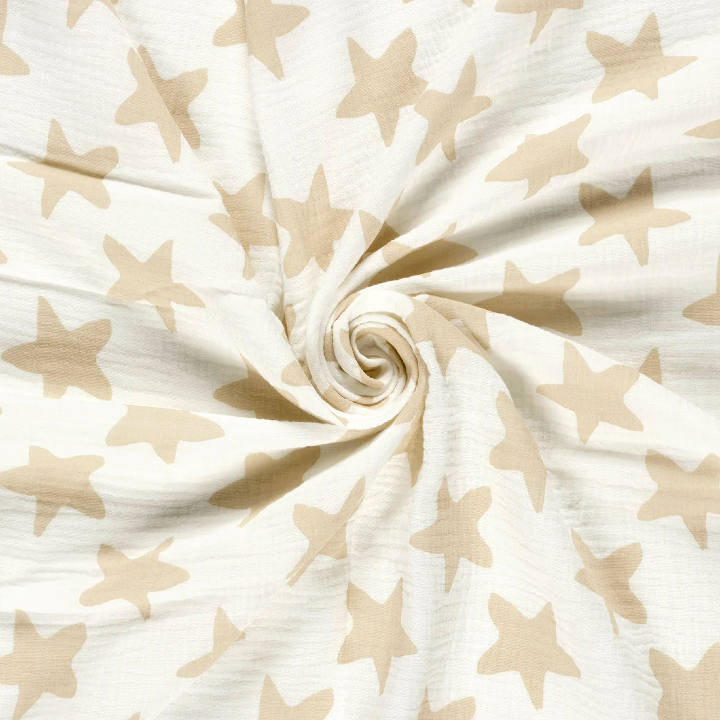Cotton Muslin Beige Stars Image