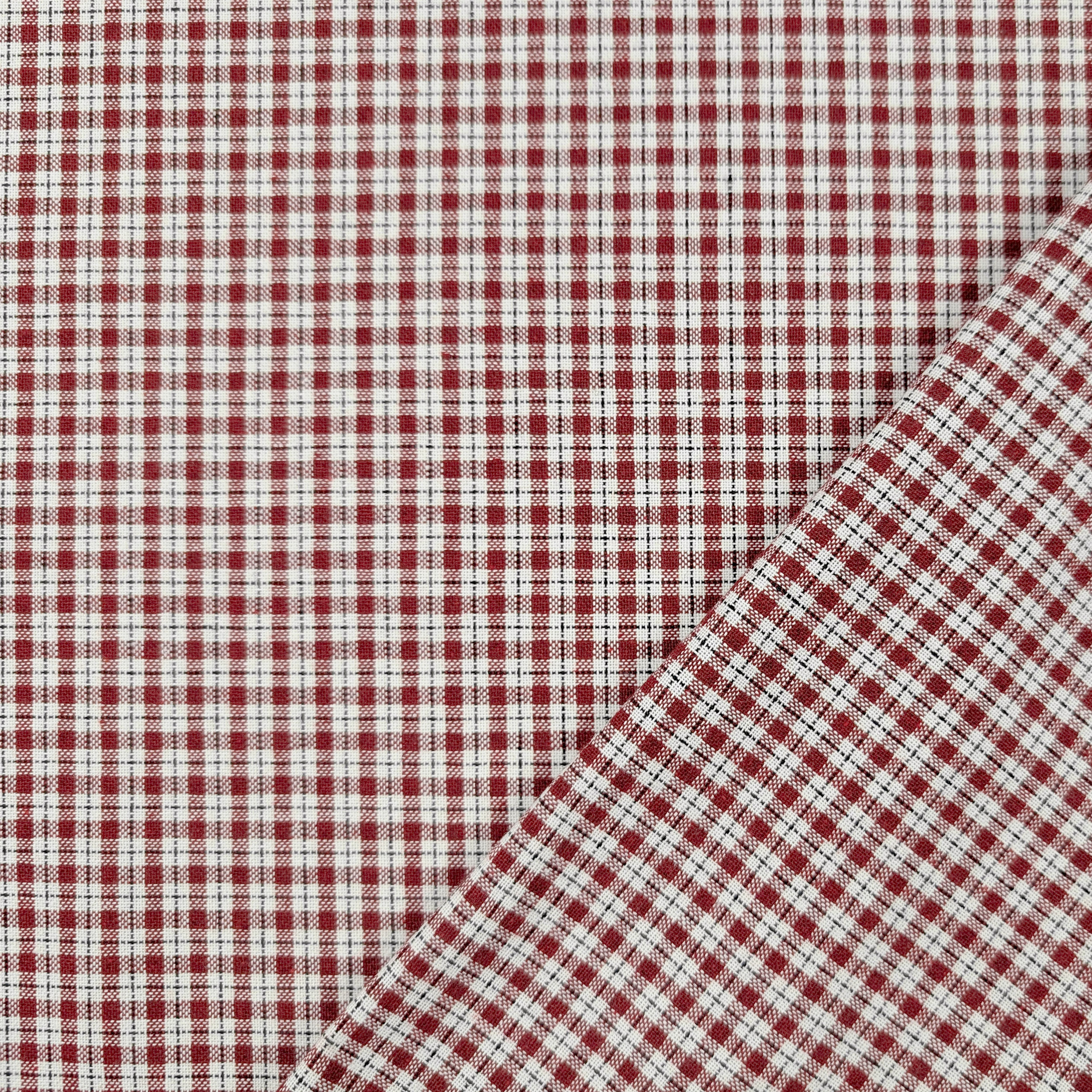 Bordeaux Mini Yarn Dyed Check Fabric Image