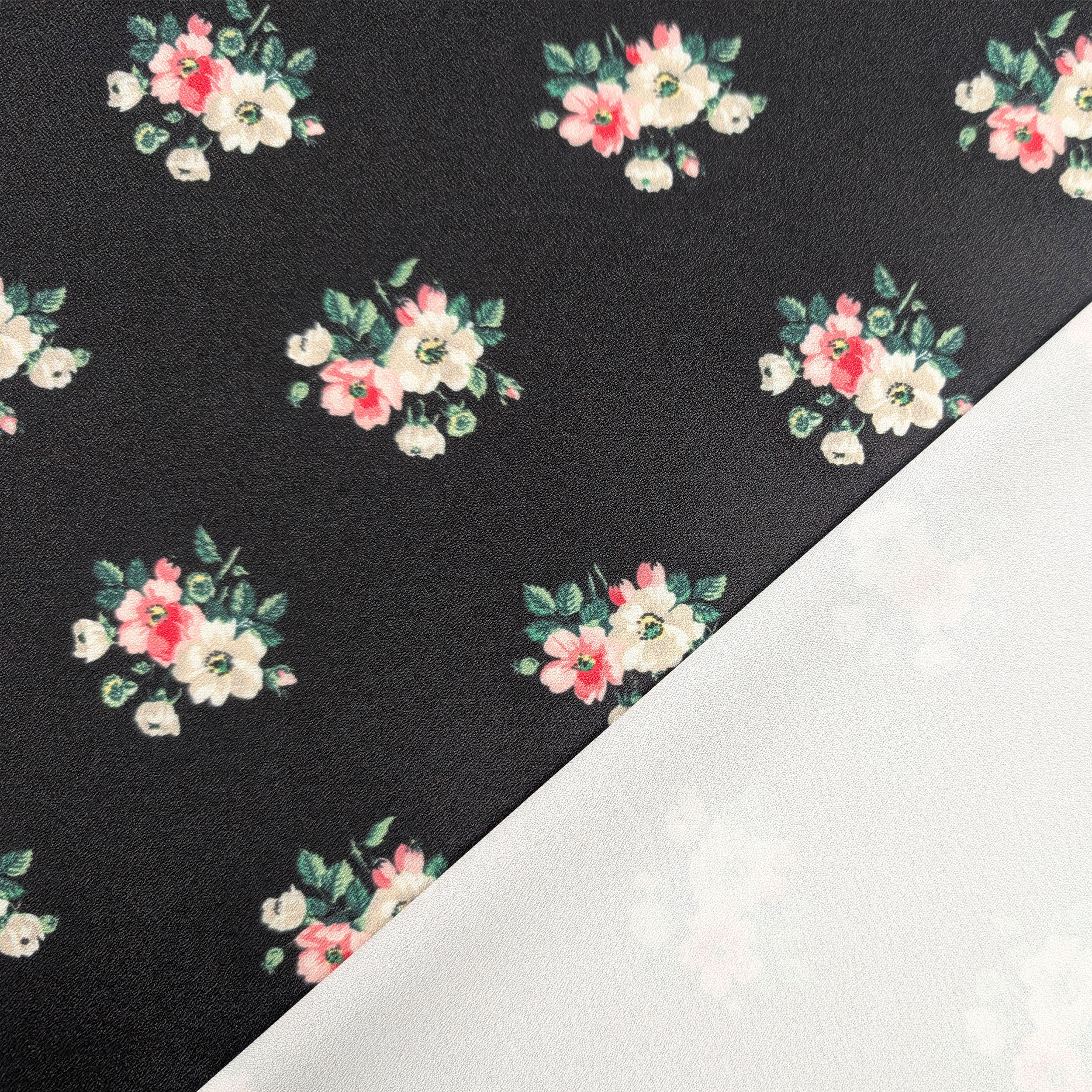 Elasticised Crêpe Fashion Flowers Background Black Image