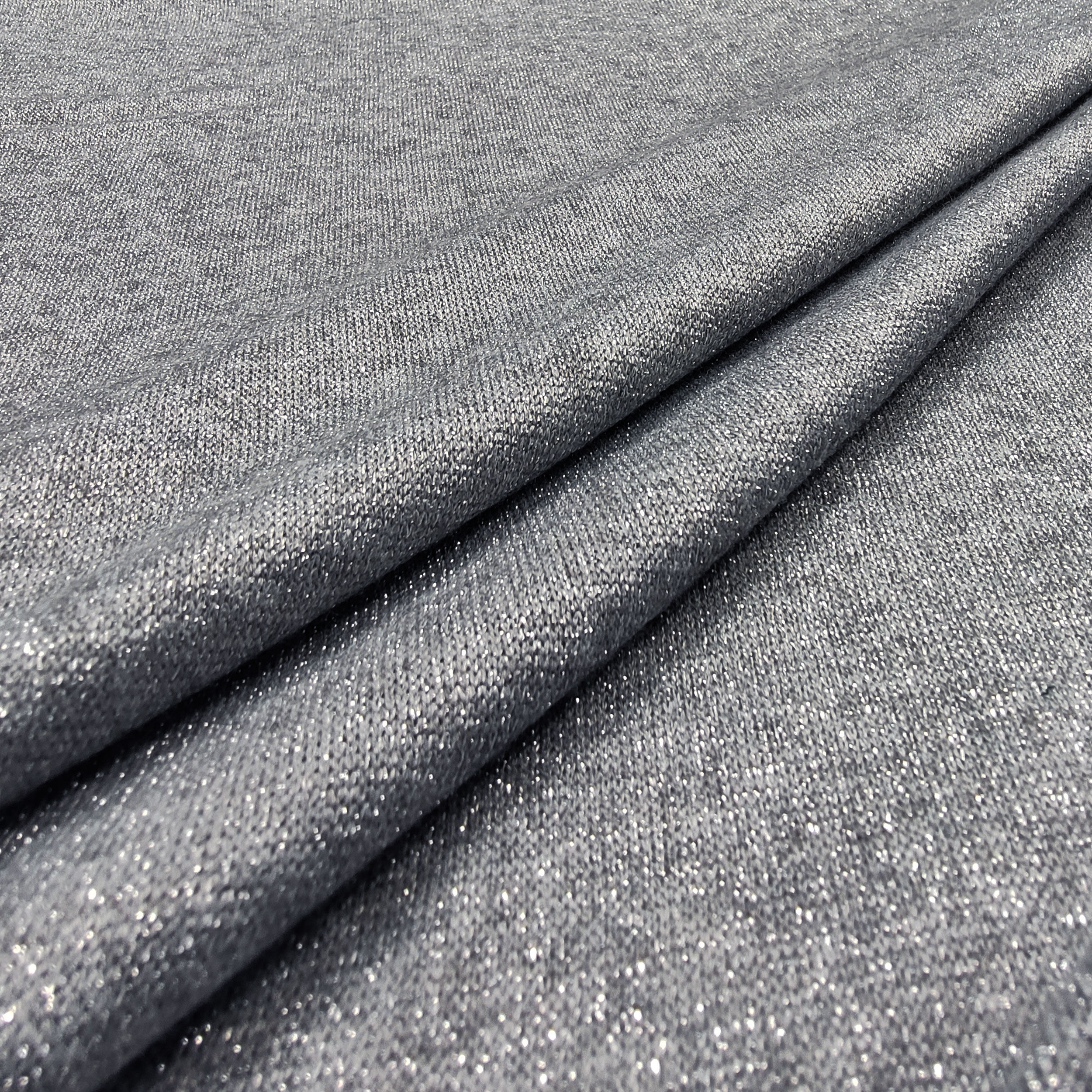 Jersey élastique gris Lurex argenté