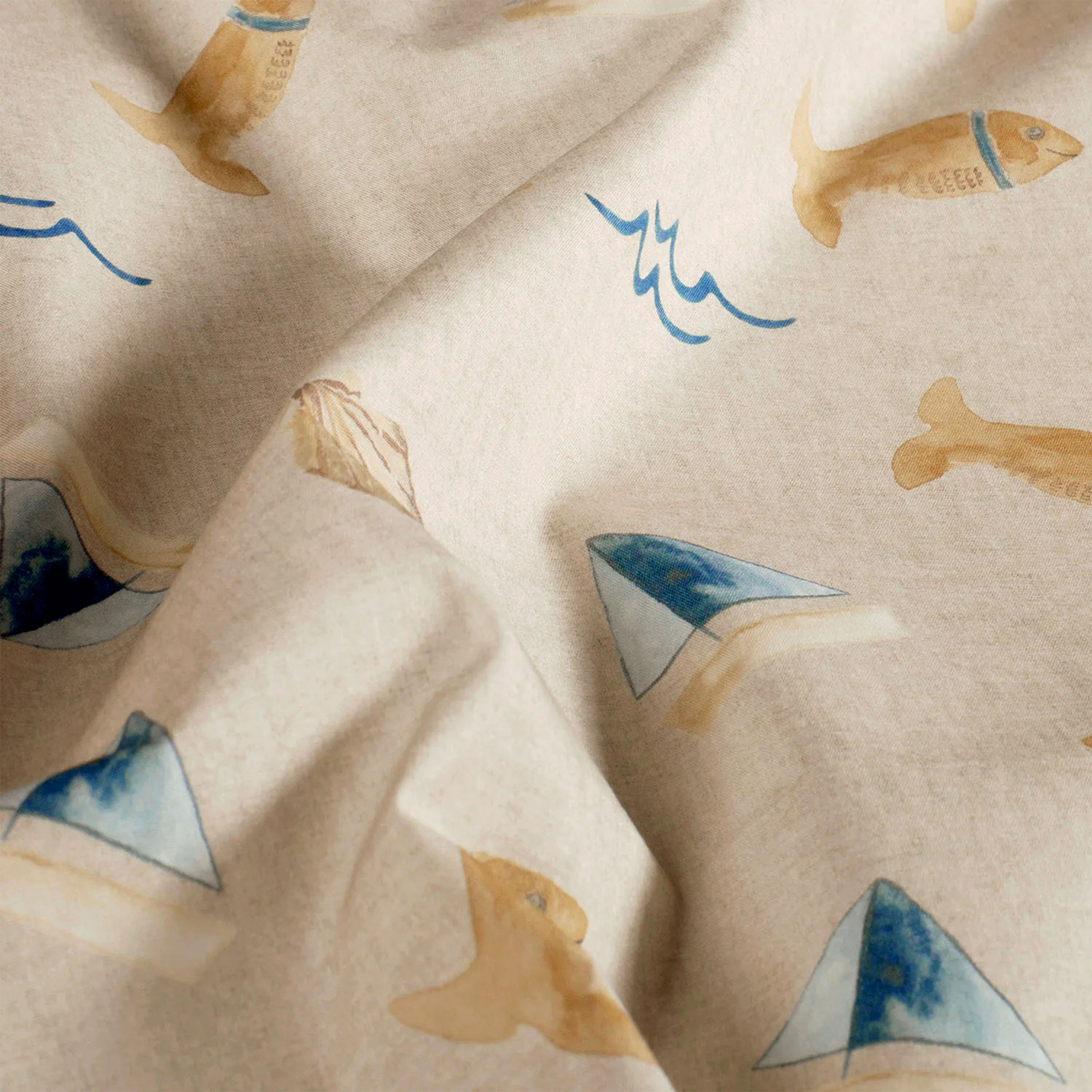 Poplin Cotton Fish and Boats Image