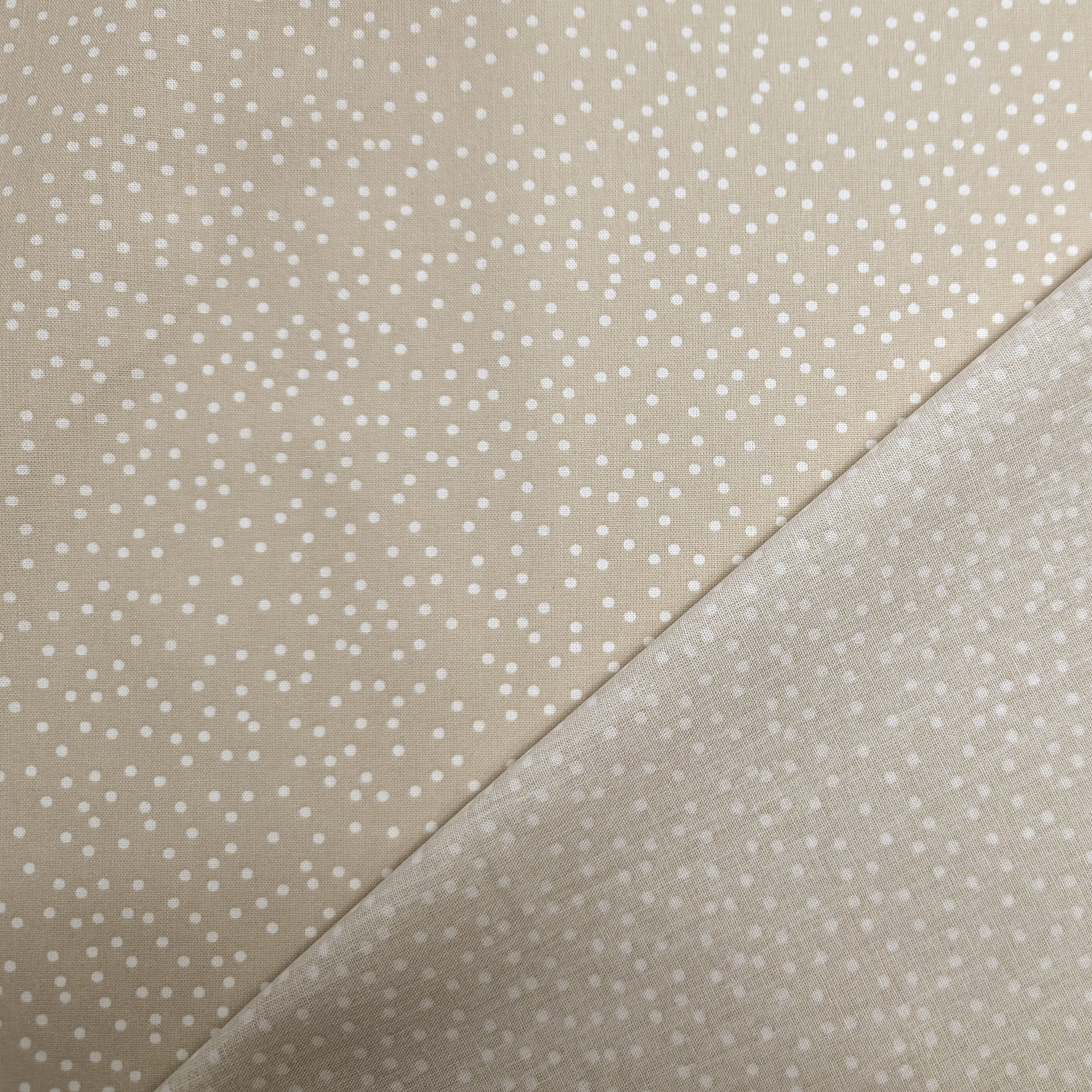 Poplin Cotton White Polka Dots Beige Background Image