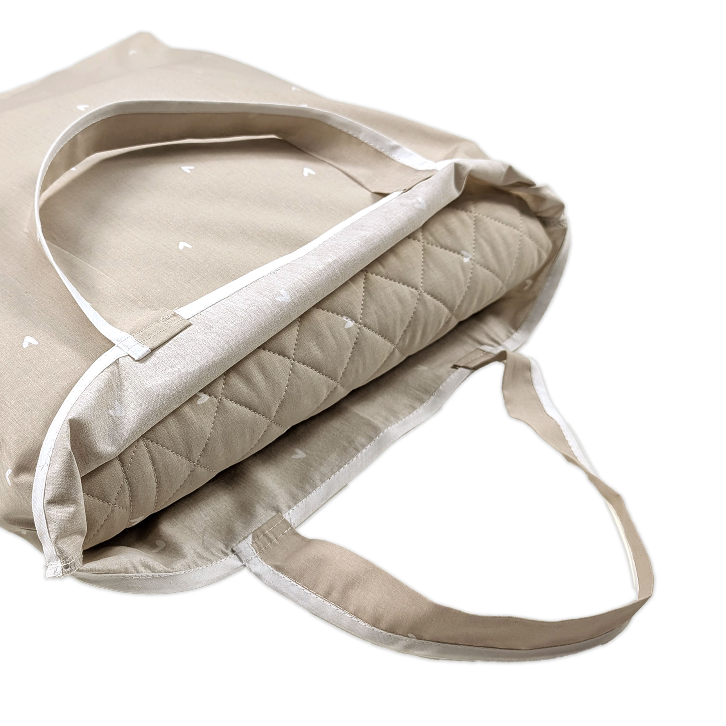 Sleeping Bag Bag Hearts Background Beige Image
