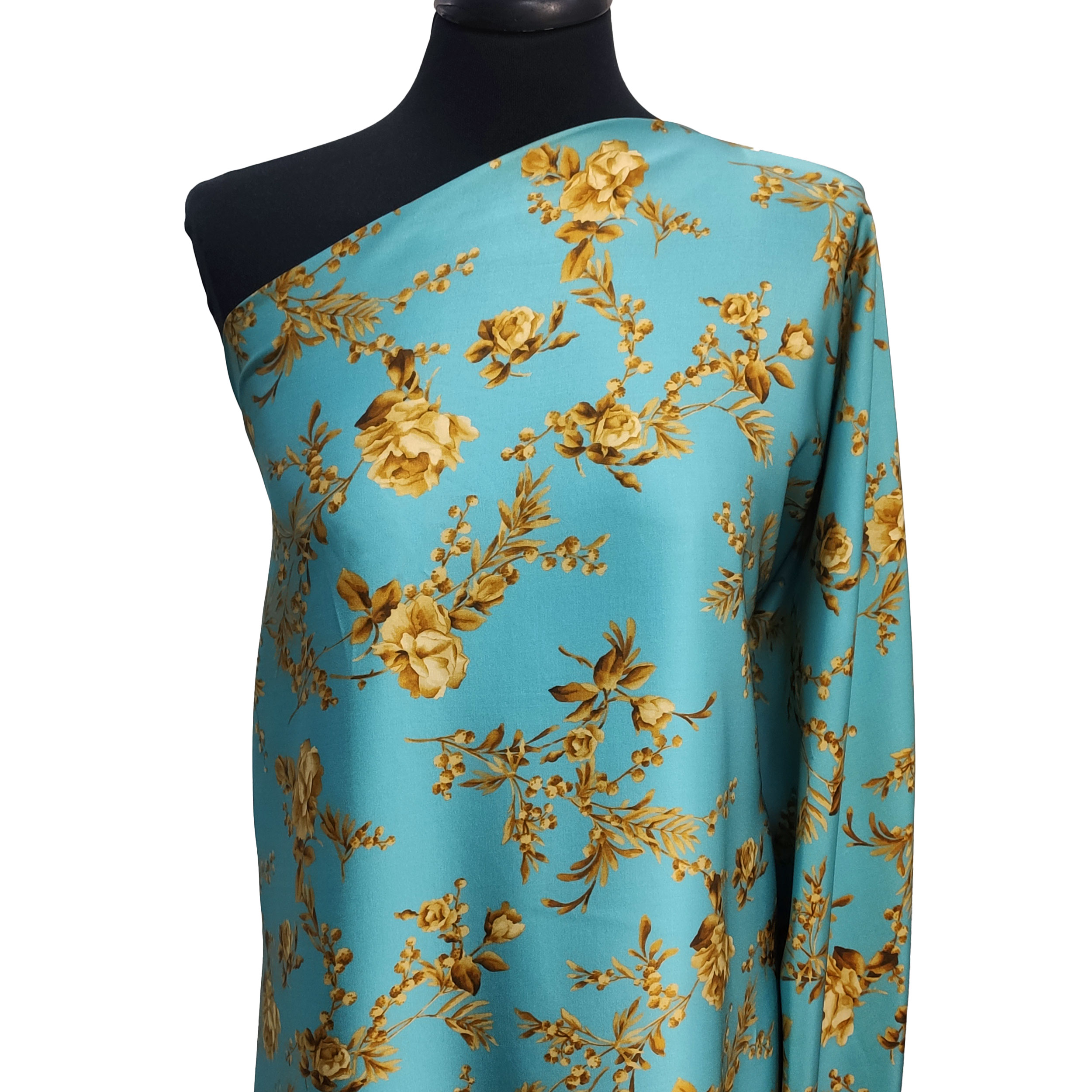 Satin Mixed Silk High Fashion Rose Background Turquoise