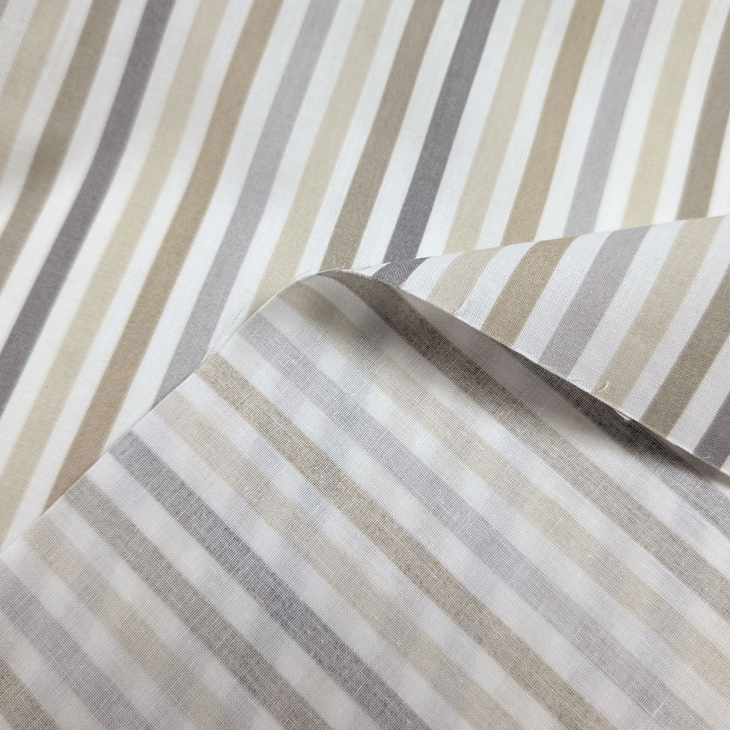 Beige Striped Cotton Fabric Image