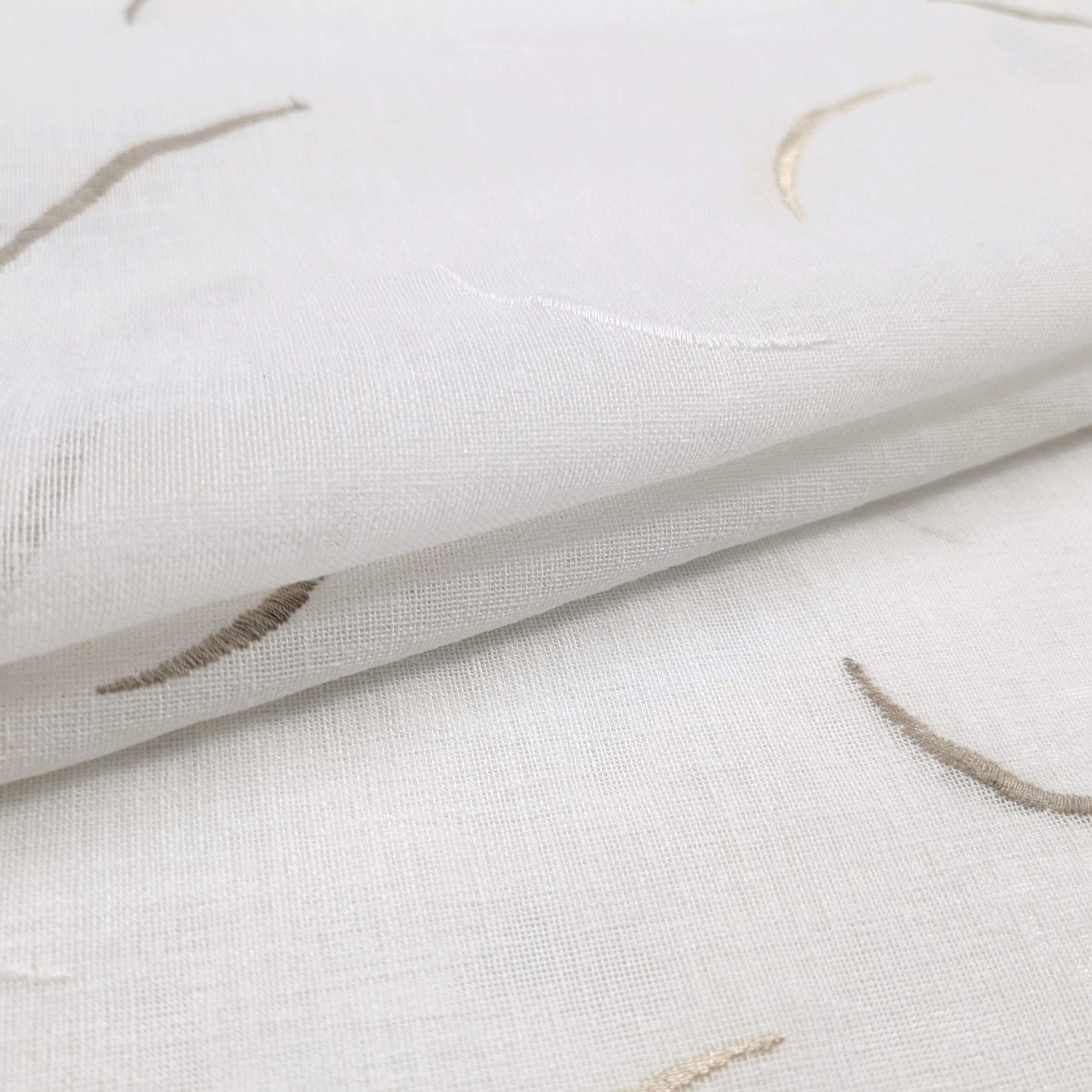 Curtain Fabric Embroidered Dove Grey Image